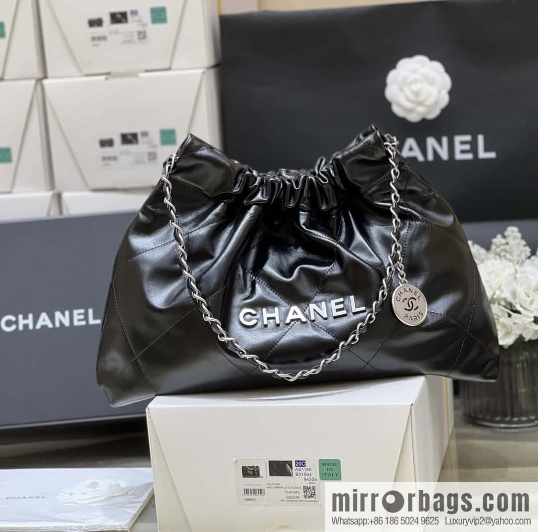 CHANEL 24C early spring vacation series 22 horizontal garbage bag AS4486 silver metal