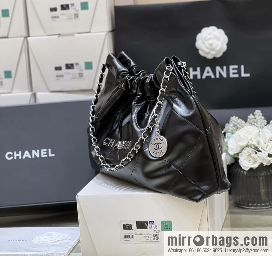 CHANEL 24C early spring vacation series 22 horizontal garbage bag AS4486 silver metal