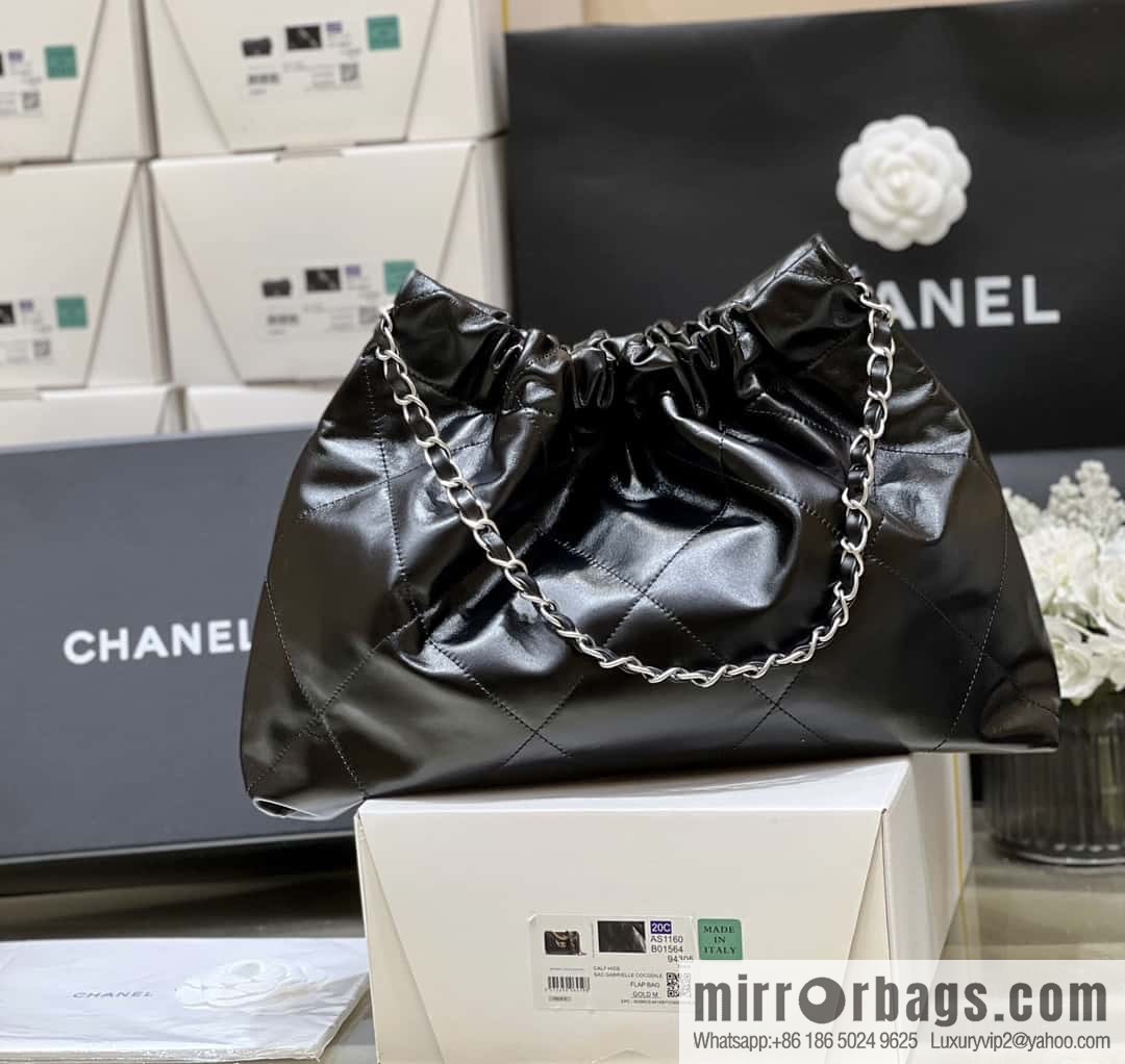 CHANEL 24C early spring vacation series 22 horizontal garbage bag AS4486 silver metal