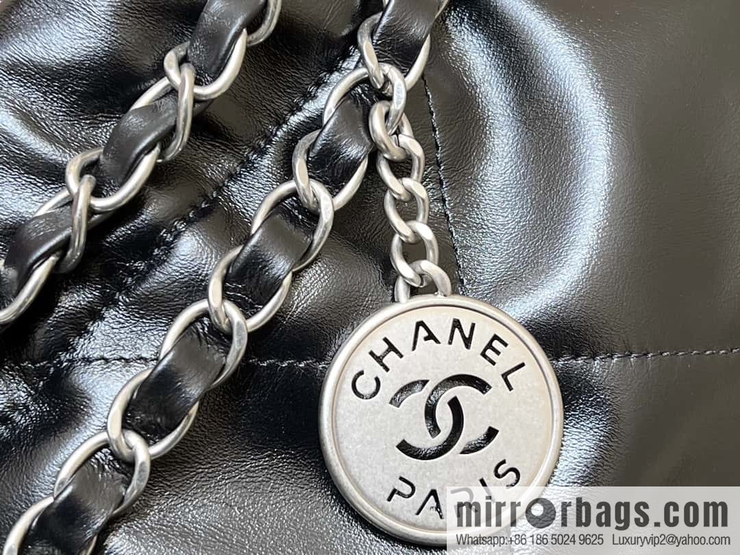 CHANEL 24C early spring vacation series 22 horizontal garbage bag AS4486 silver metal