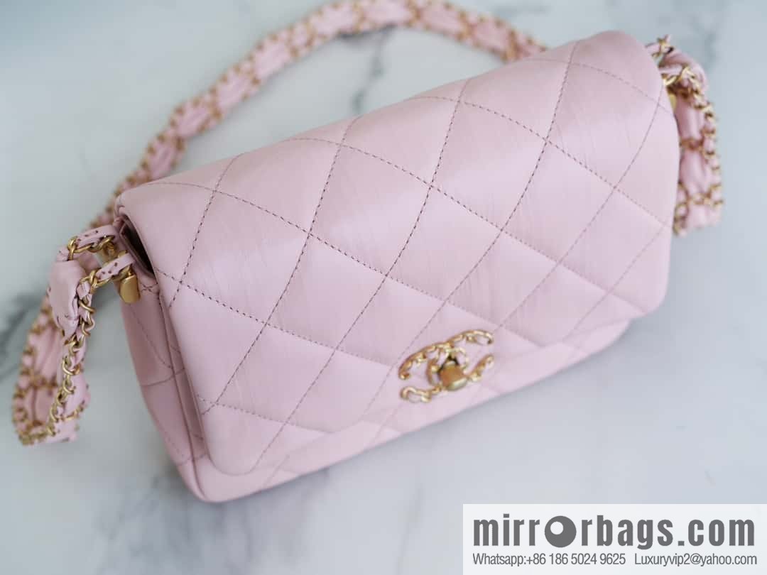 CHANEL 23k autumn and winter series 19 wide shoulder strap cover bag AS4423 pink