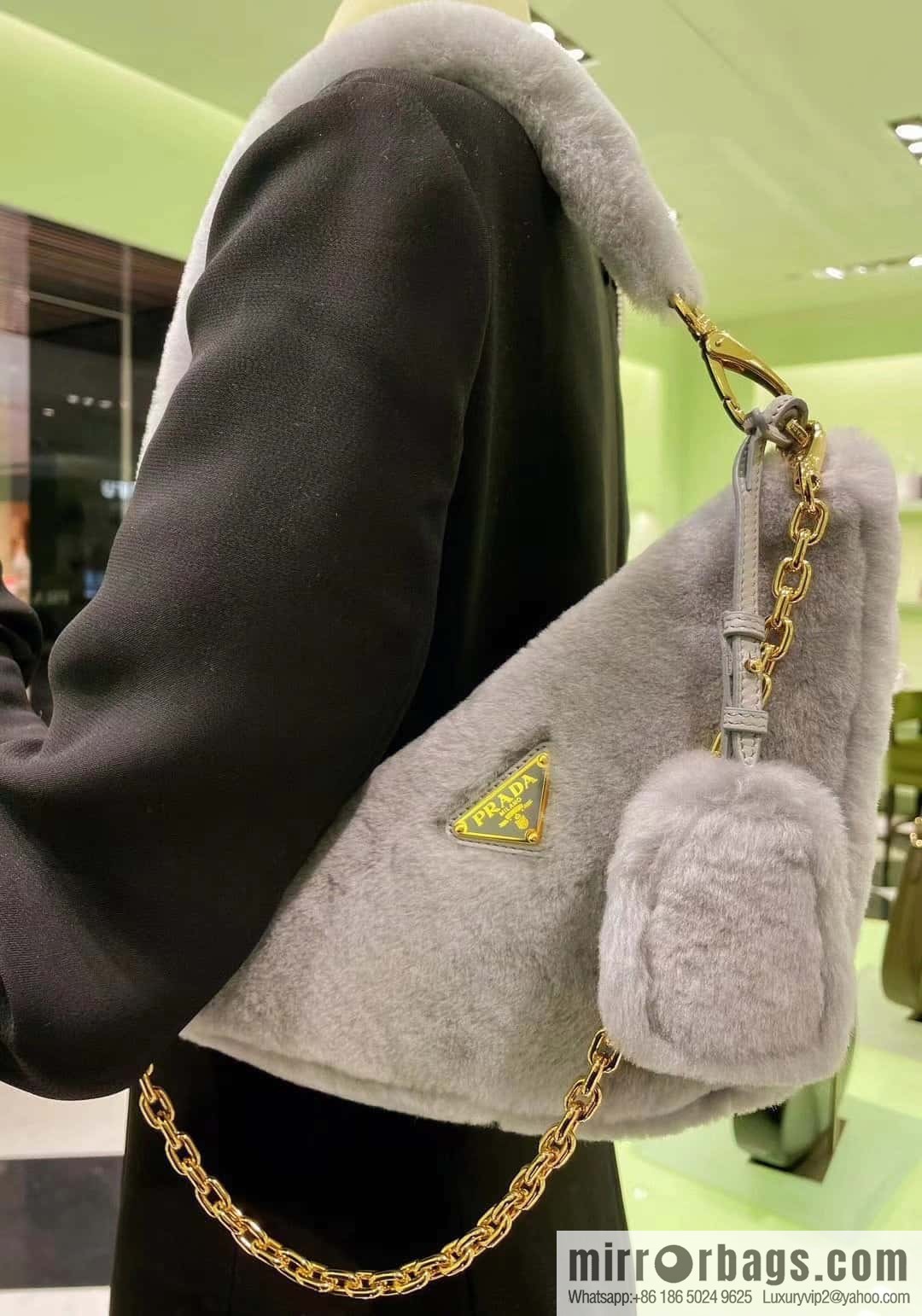 PRADA Prada triangle hair bag 🎉 1NQ044 new goat hair