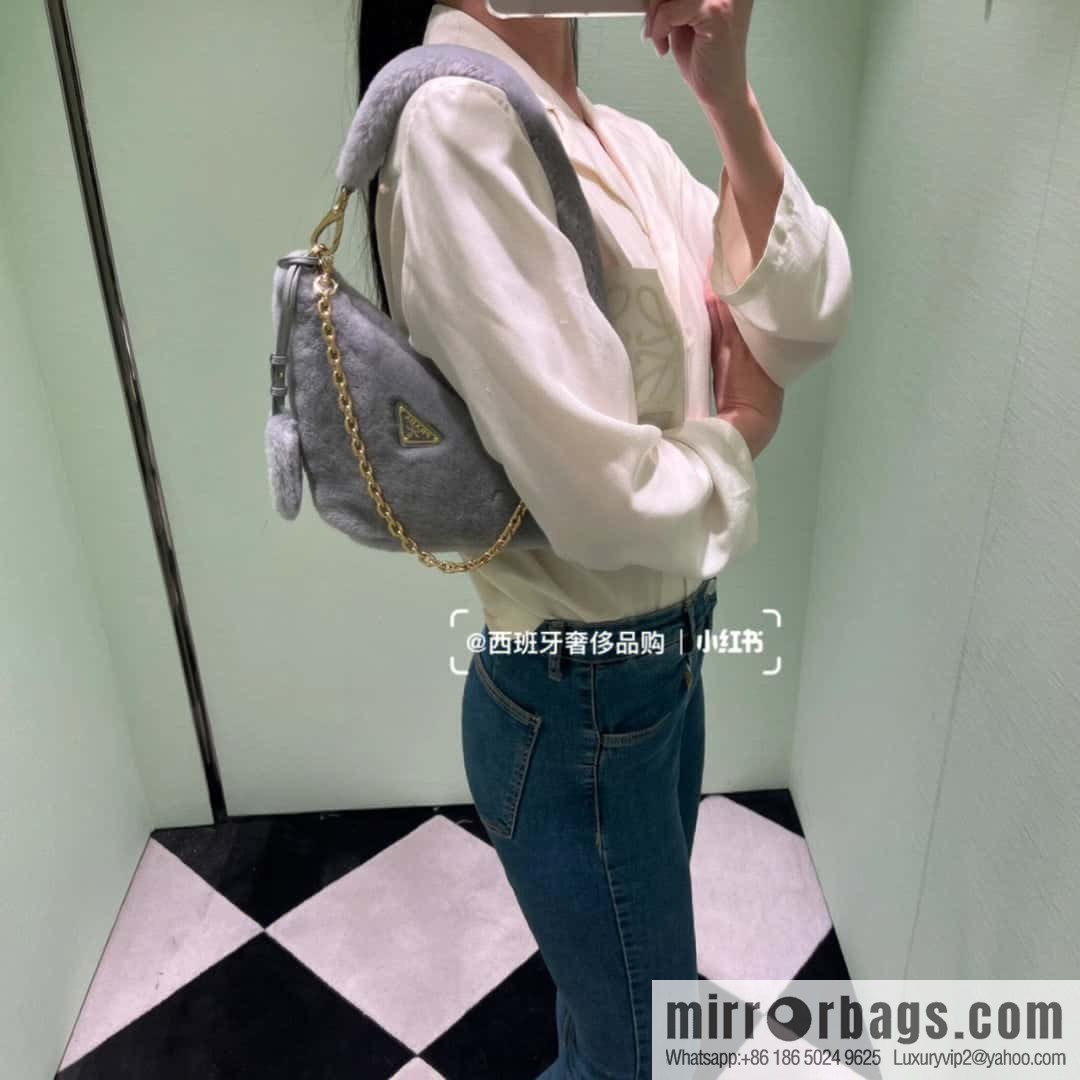 PRADA Prada triangle hair bag 🎉 1NQ044 new goat hair