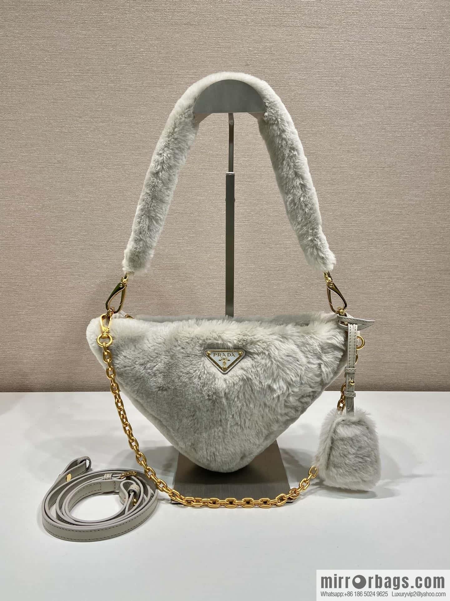PRADA Prada triangle hair bag 🎉 1NQ044 new goat hair