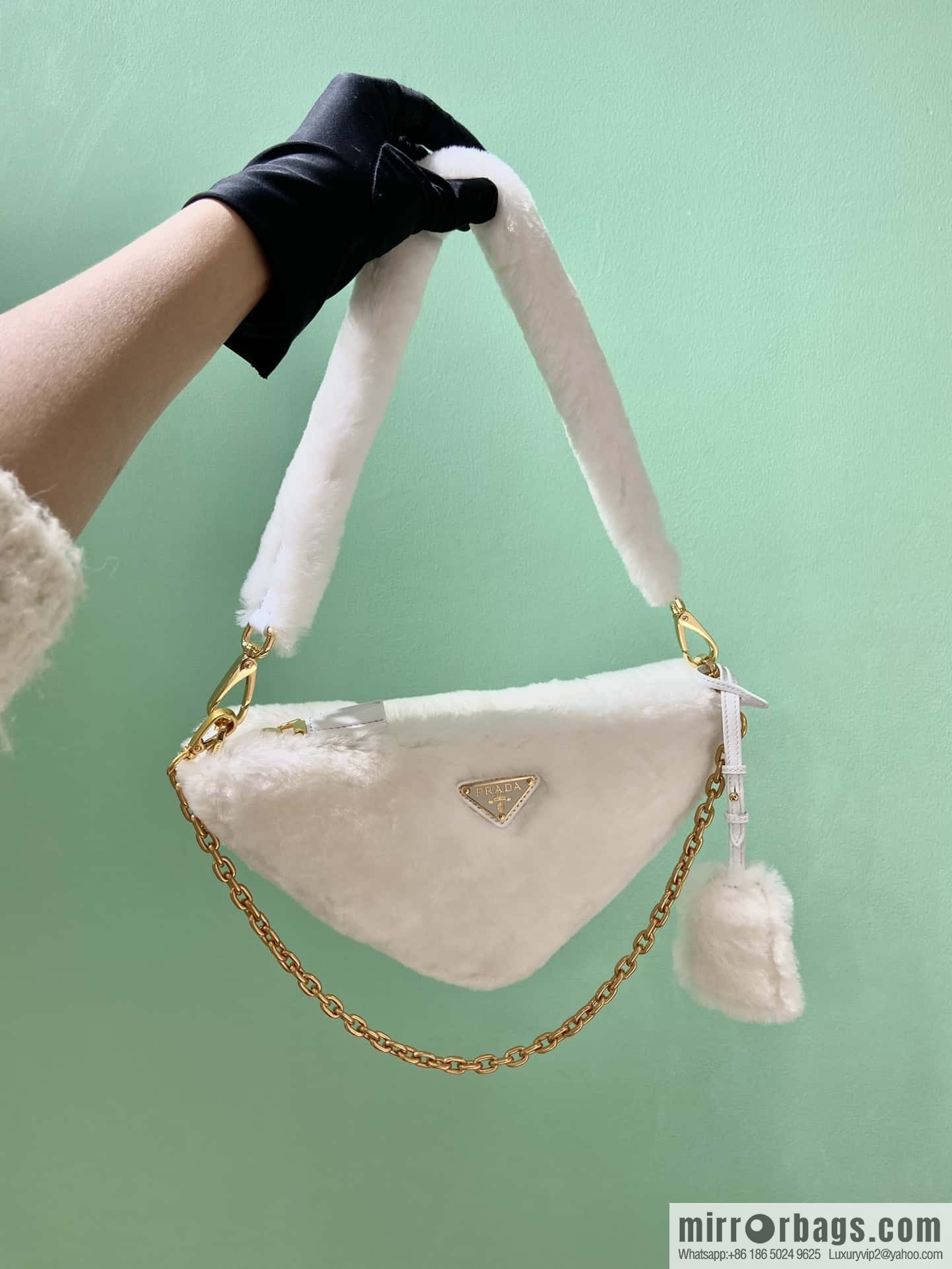 PRADA Prada triangle hair bag 🎉 1NQ044 new goat hair