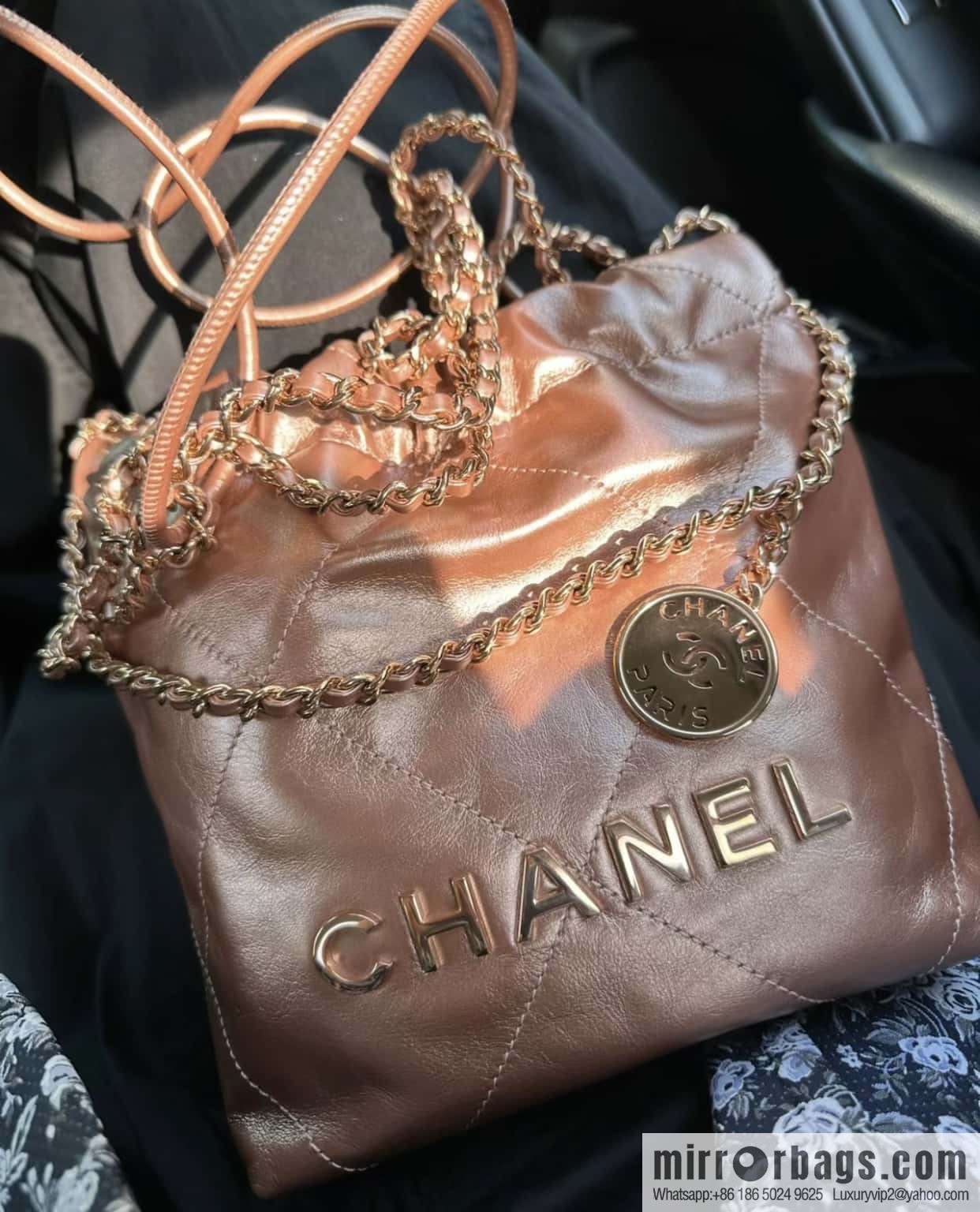 CHANEL 23s spring and summer new 22Mini bag original leather AS3980 rose gold
