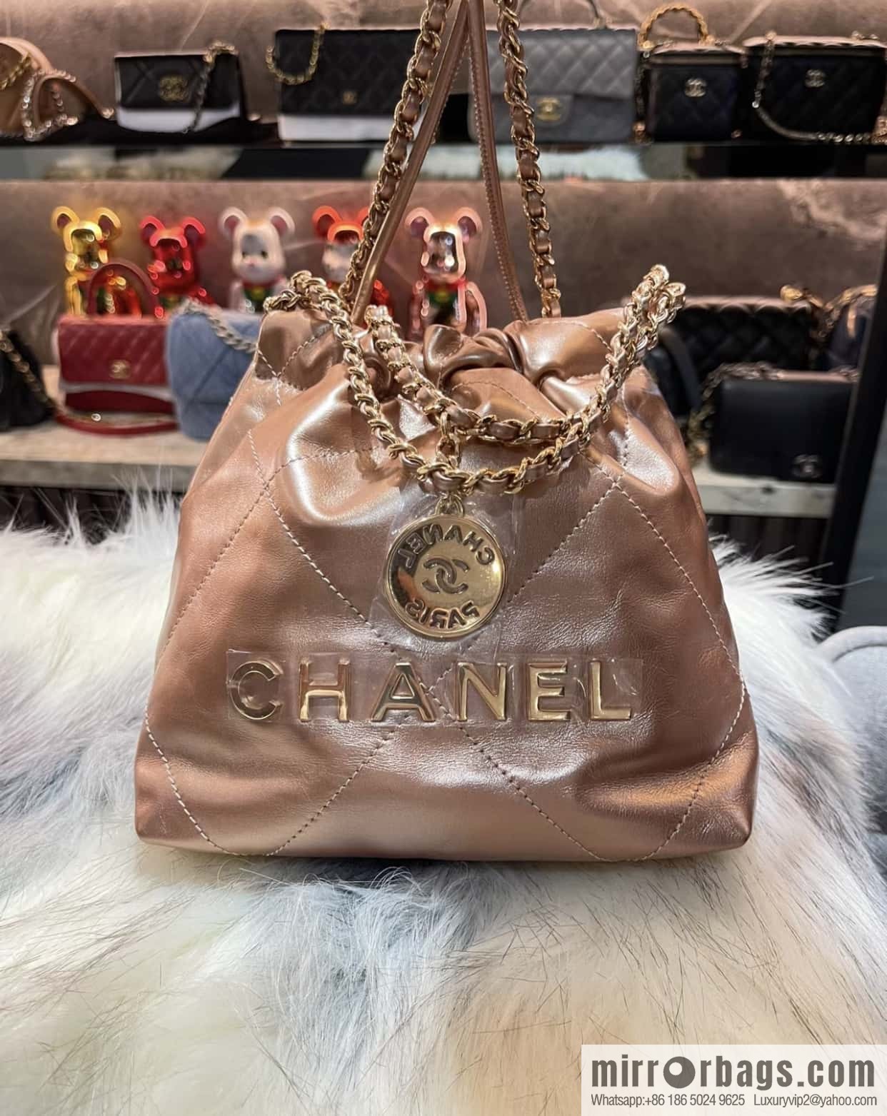 CHANEL 23s spring and summer new 22Mini bag original leather AS3980 rose gold