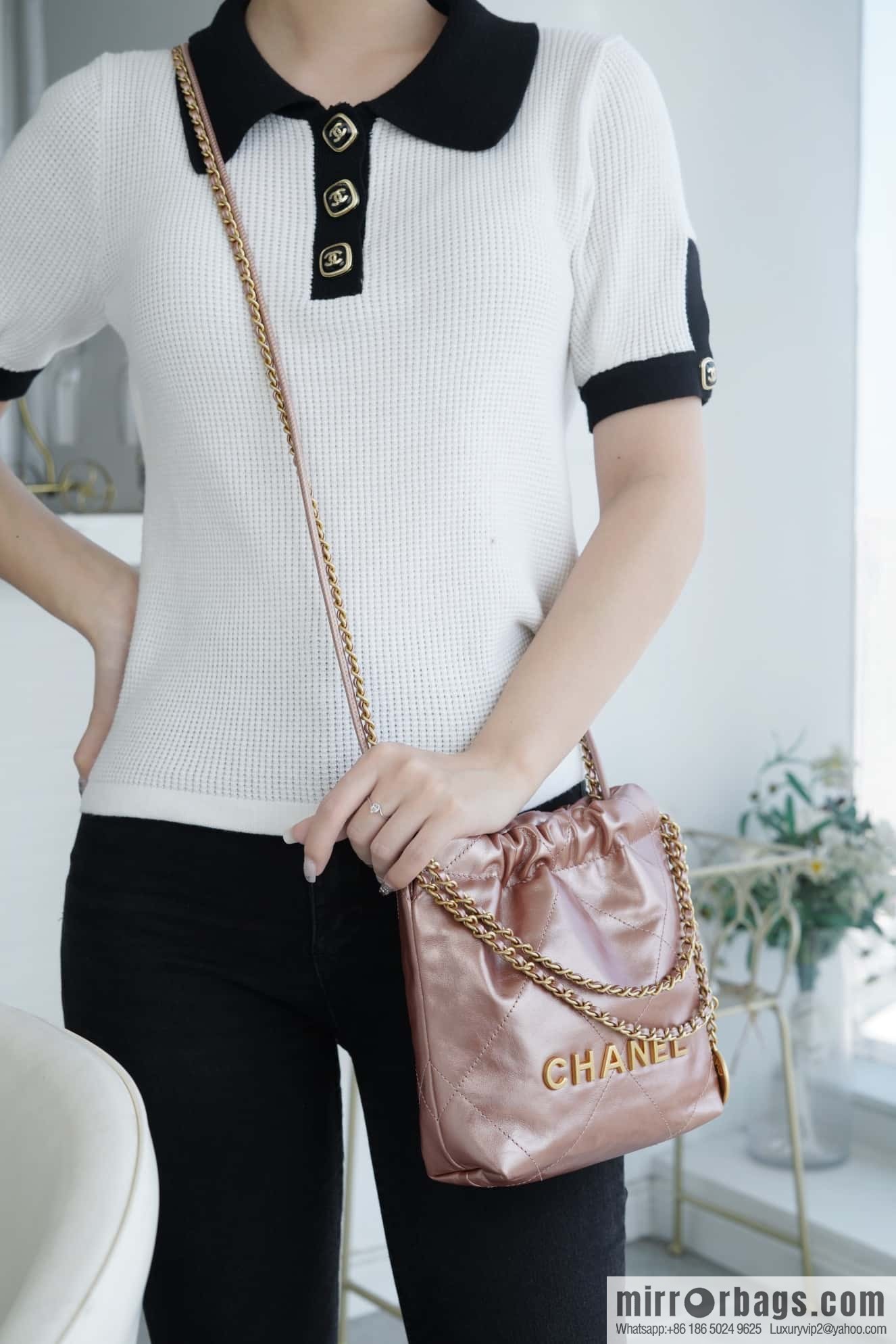 CHANEL 23s spring and summer new 22Mini bag original leather AS3980 rose gold