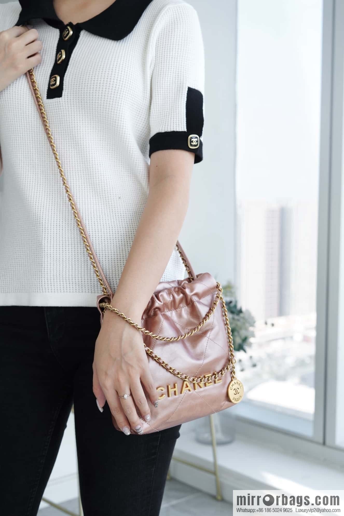 CHANEL 23s spring and summer new 22Mini bag original leather AS3980 rose gold