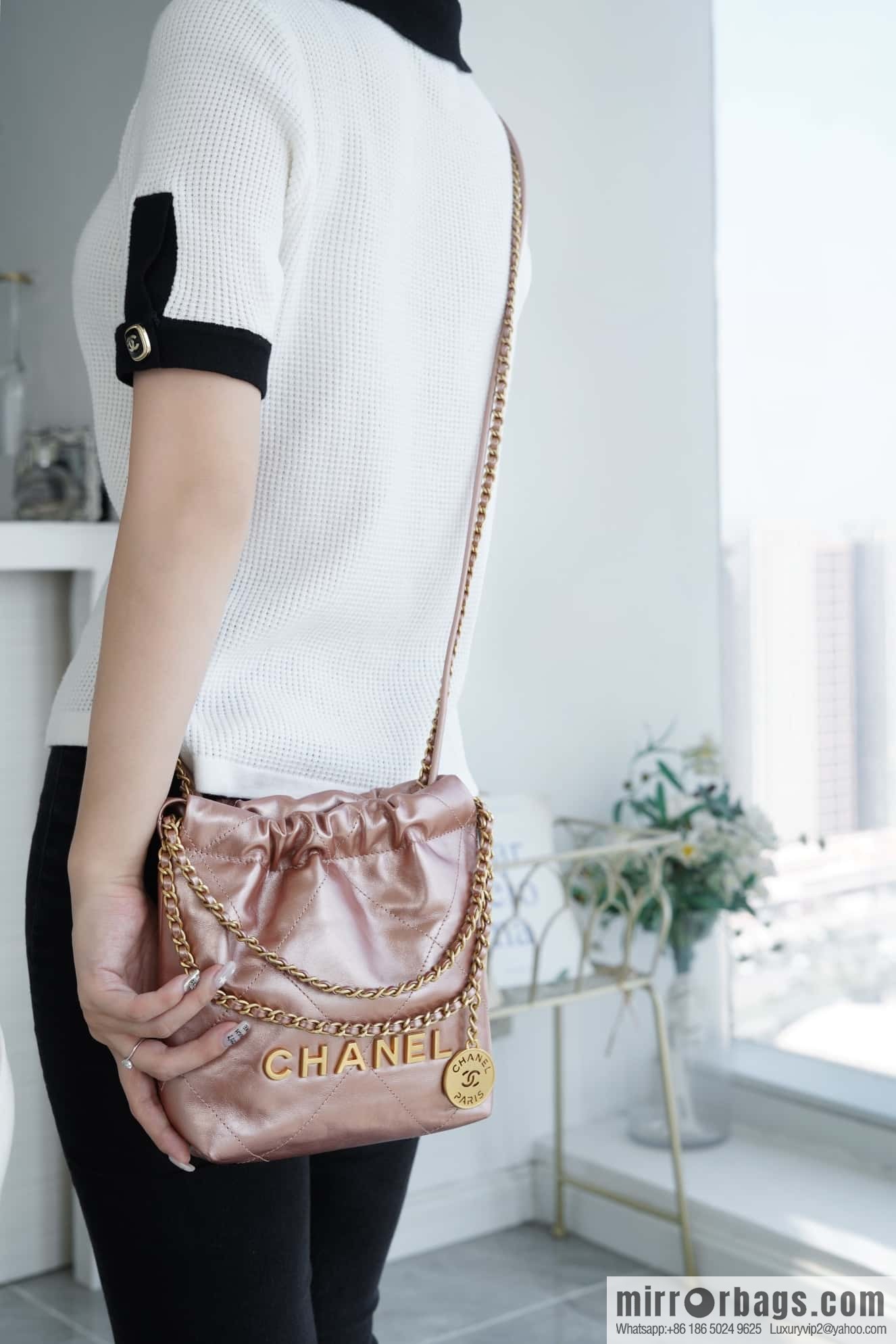 CHANEL 23s spring and summer new 22Mini bag original leather AS3980 rose gold