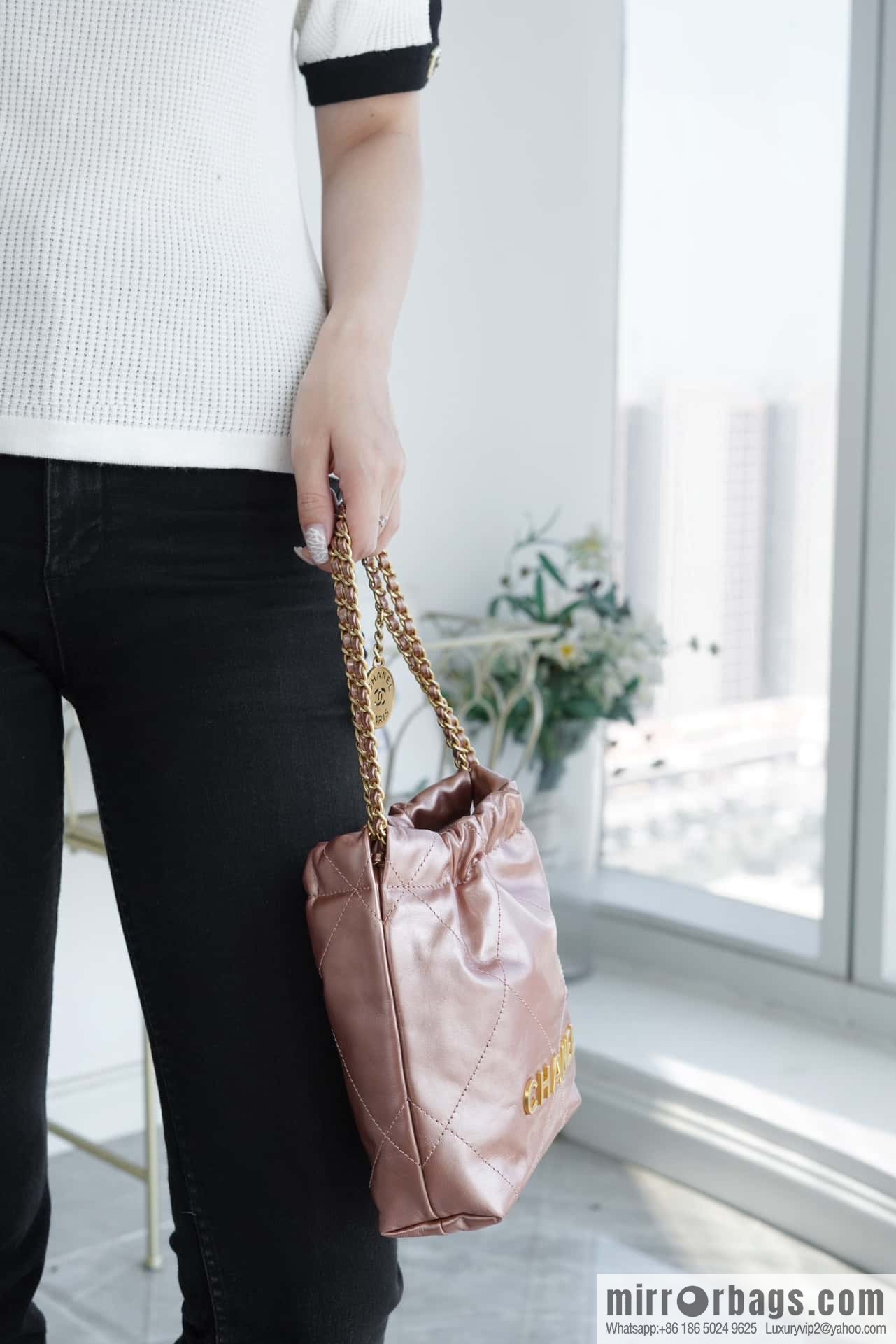 CHANEL 23s spring and summer new 22Mini bag original leather AS3980 rose gold