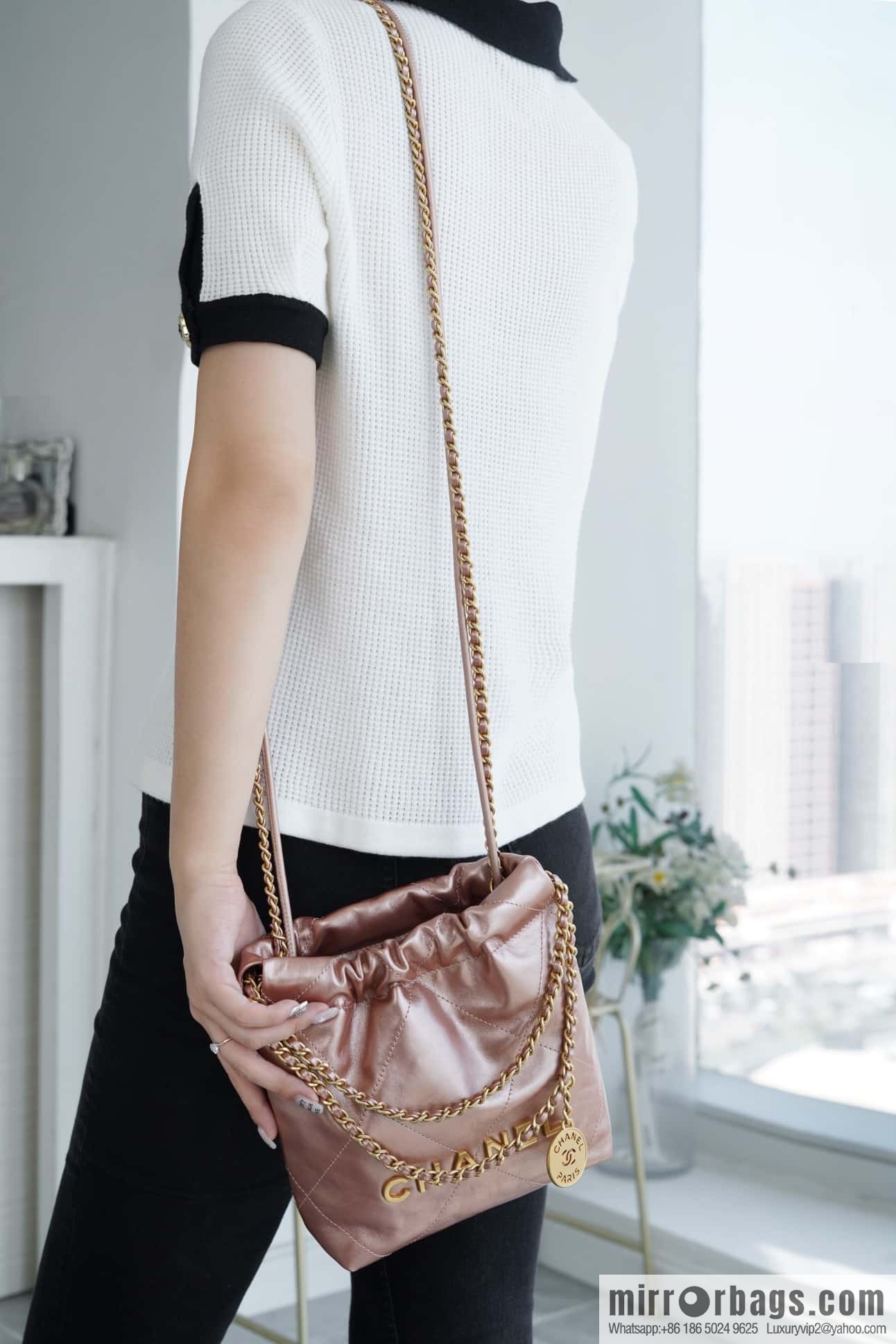 CHANEL 23s spring and summer new 22Mini bag original leather AS3980 rose gold