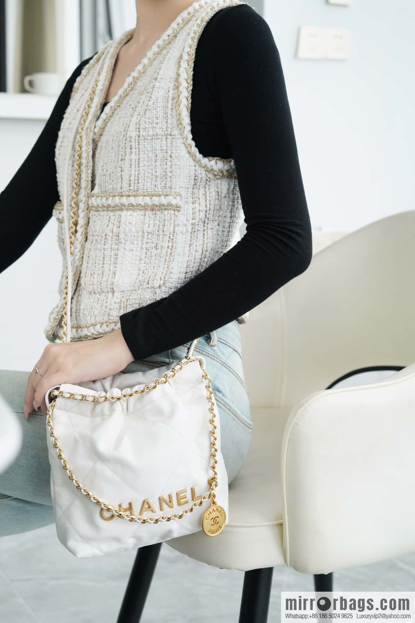 CHANEL 23s spring and summer new 22Mini bag original leather AS3980 white