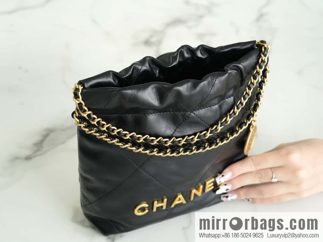 CHANEL 23s spring and summer new 22Mini bag original leather AS3980 black/gold buckle