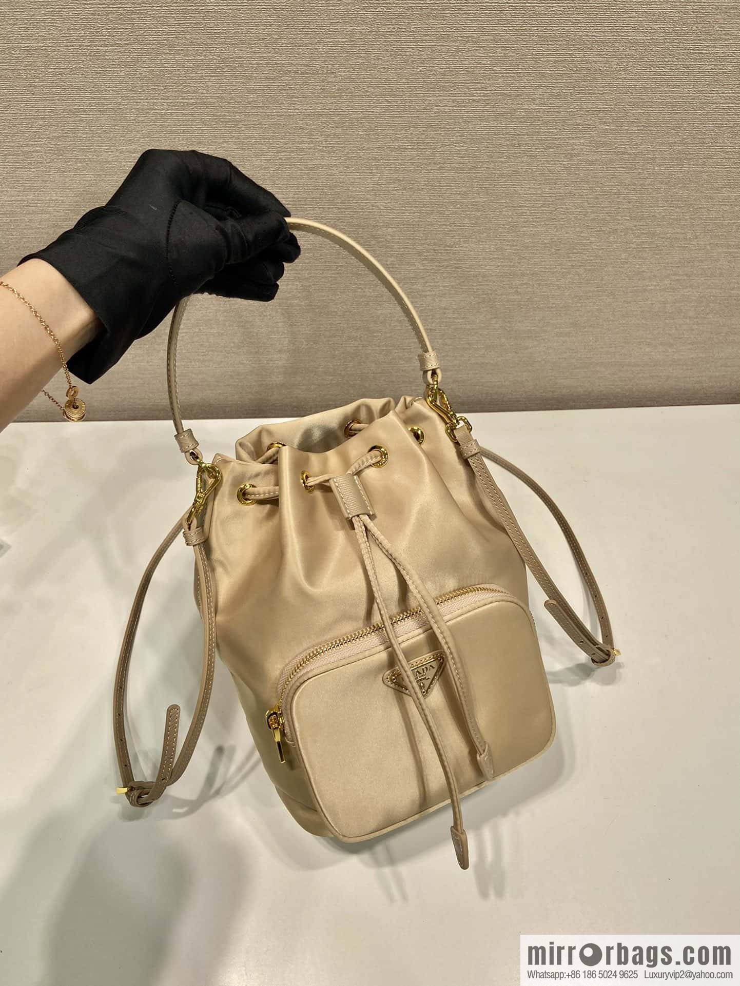 PRADA imported nylon fabric portable/oblique span bag 1BH038 new color