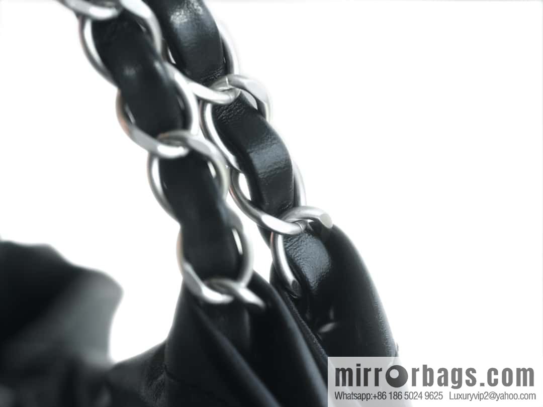 CHANEL 24C horizontal 22 handbag AS4486 black silver buckle