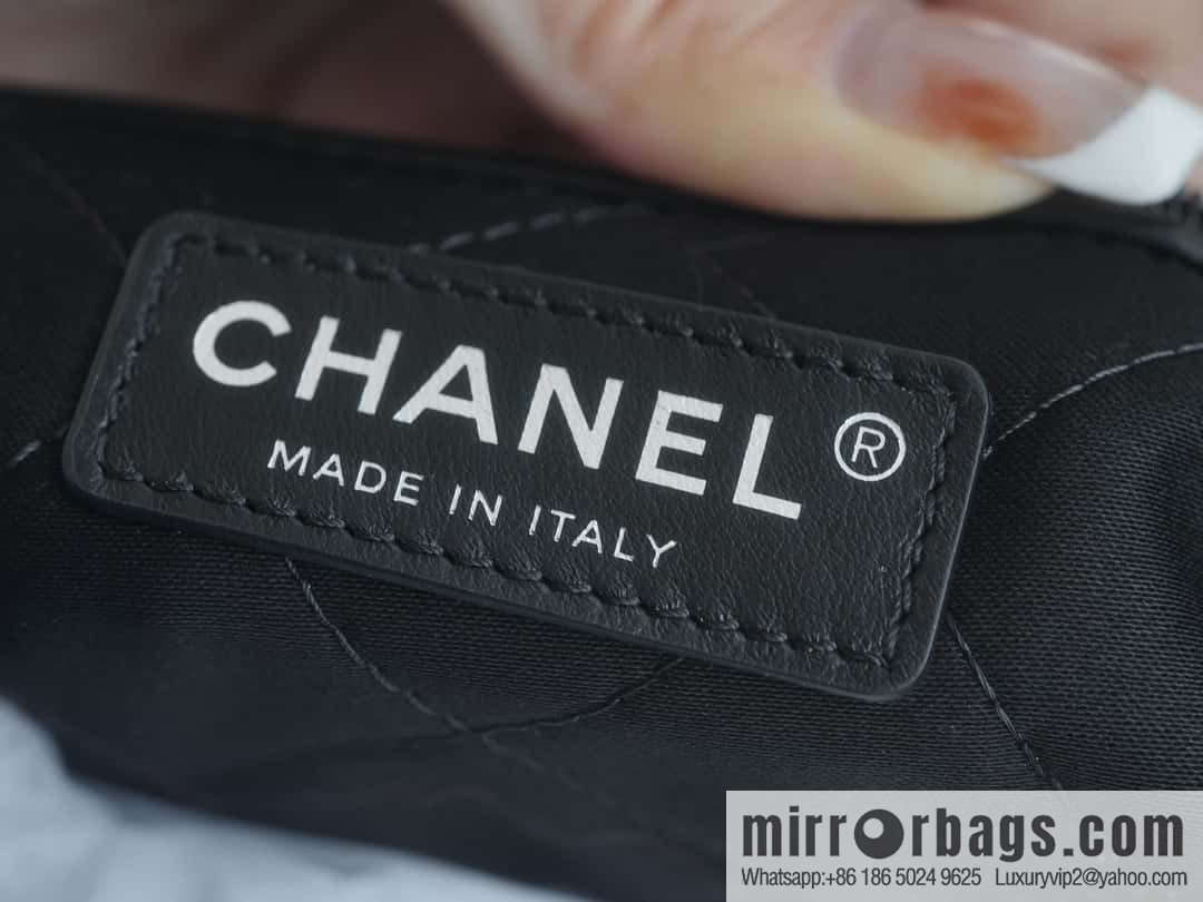 CHANEL 24C horizontal 22 handbag AS4486 black silver buckle