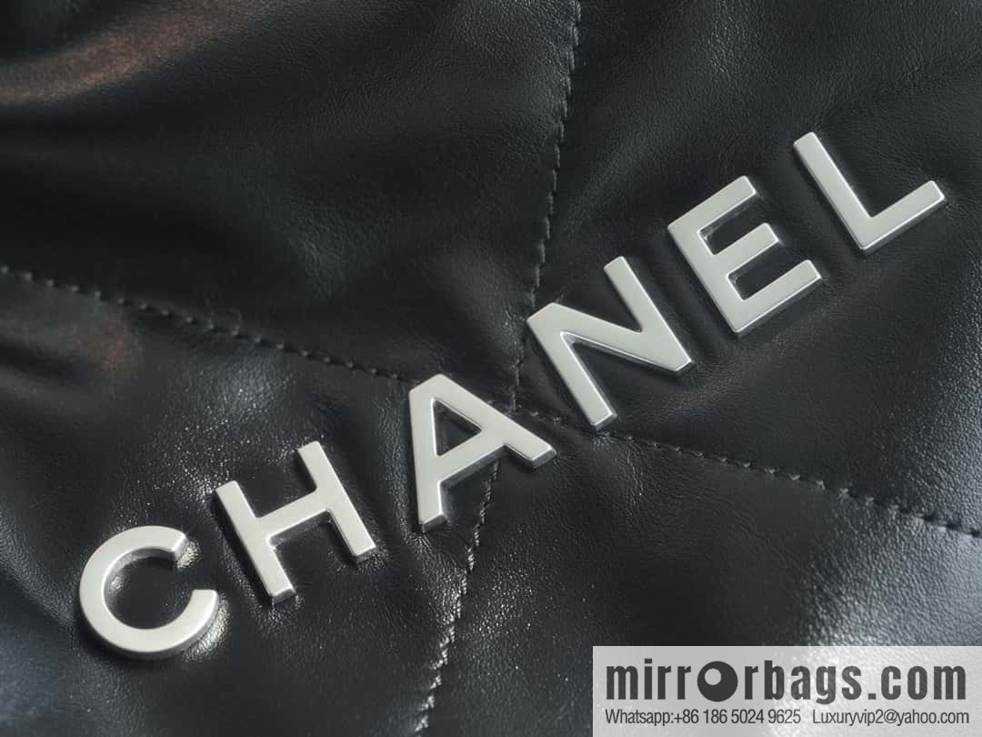 CHANEL 24C horizontal 22 handbag AS4486 black silver buckle