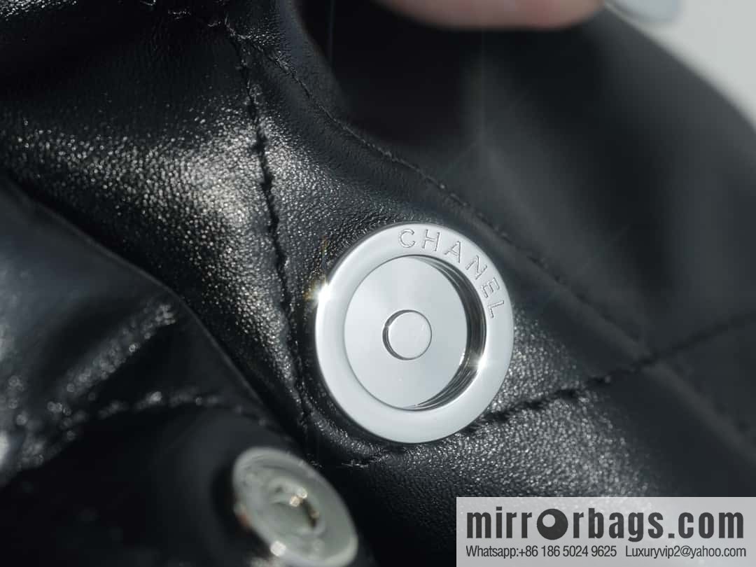 CHANEL 24C horizontal 22 handbag AS4486 black silver buckle