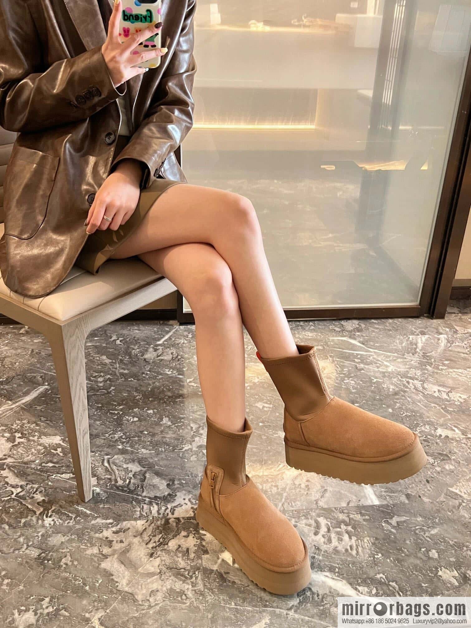 UGG Autumn and winter thick-soled fluffy pencil deep boots
