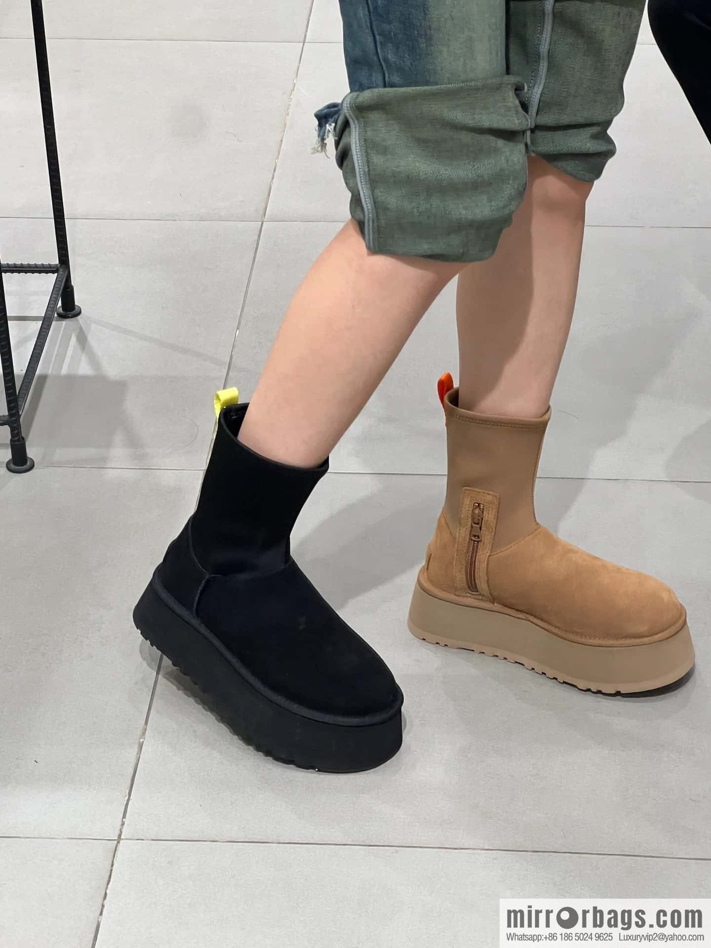 UGG Autumn and winter thick-soled fluffy pencil deep boots