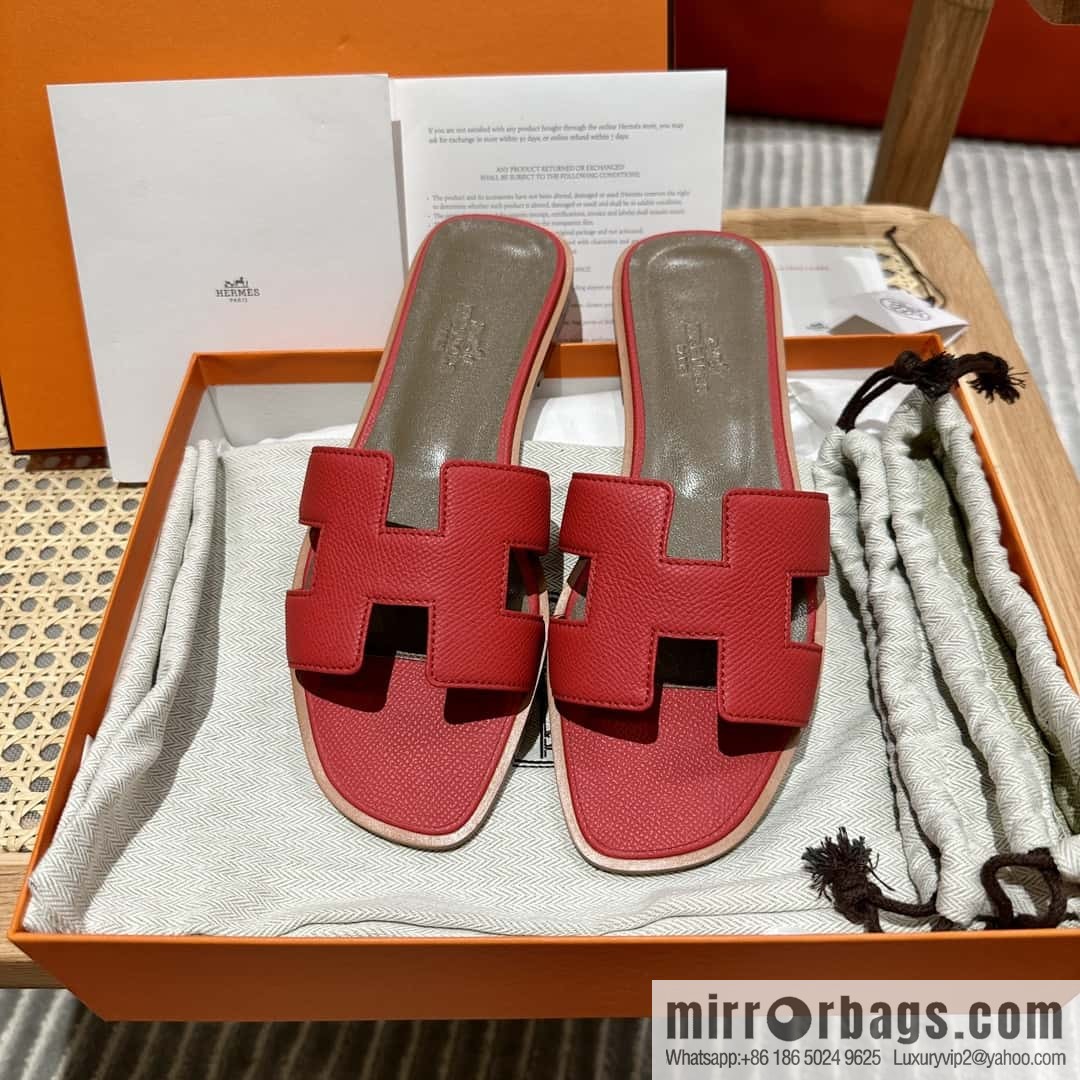 Hermès leather outsole H slippers