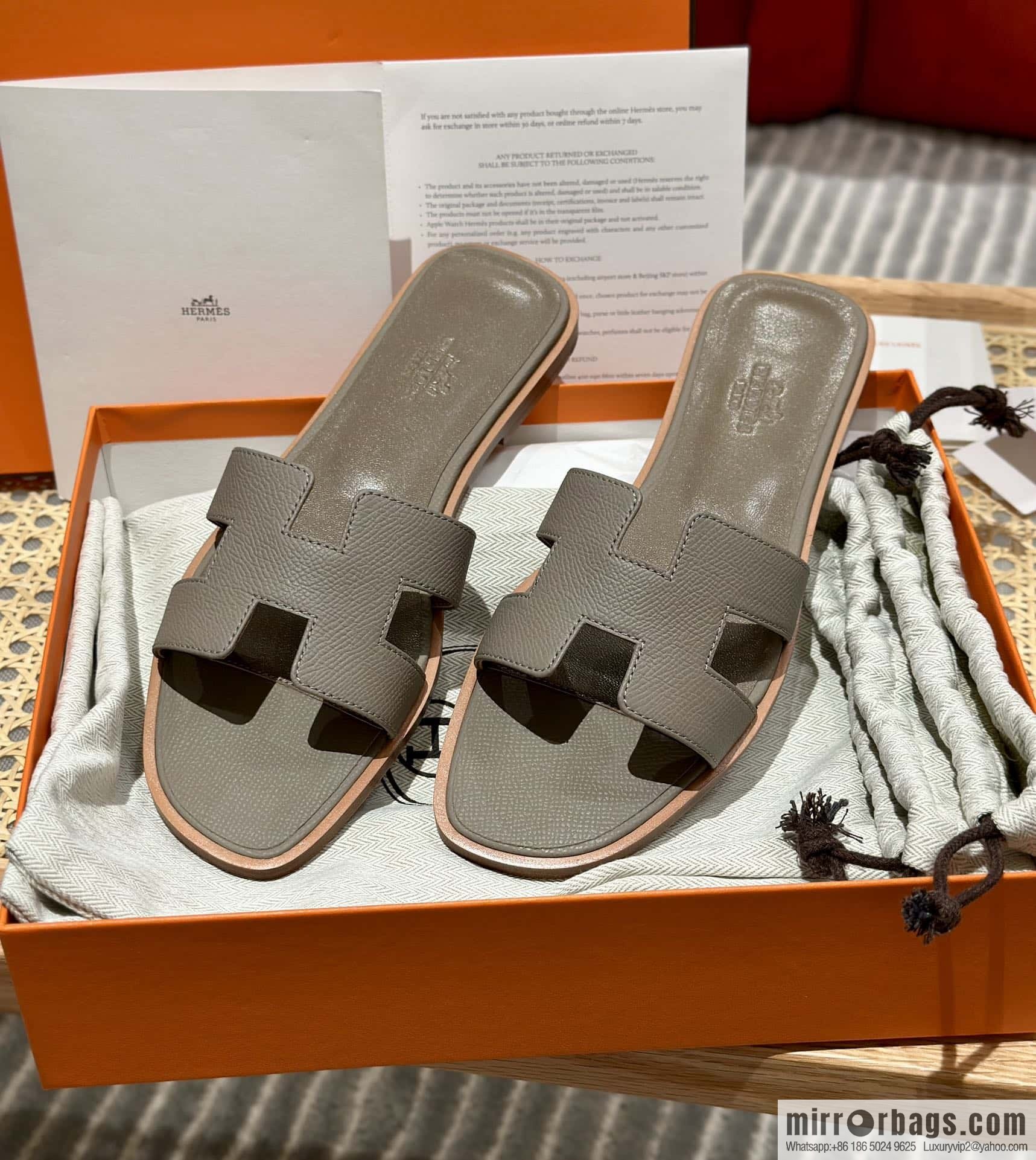 Hermès leather outsole H slippers