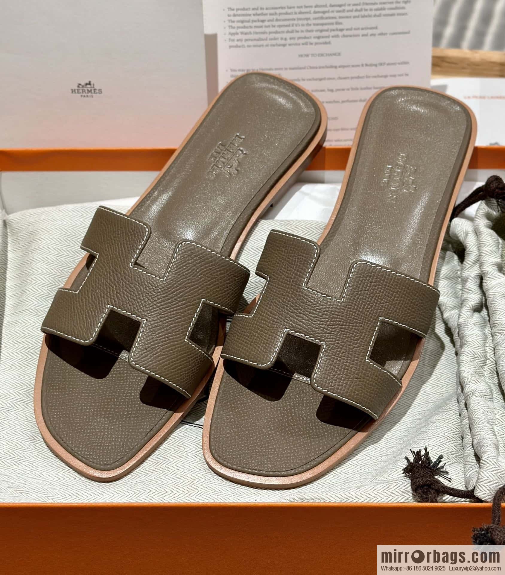 Hermès leather outsole H slippers