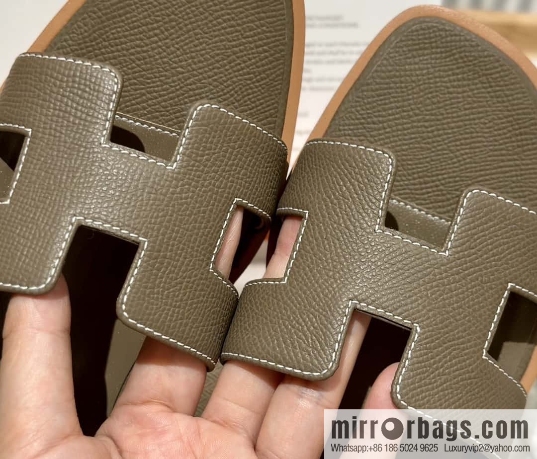 Hermès leather outsole H slippers