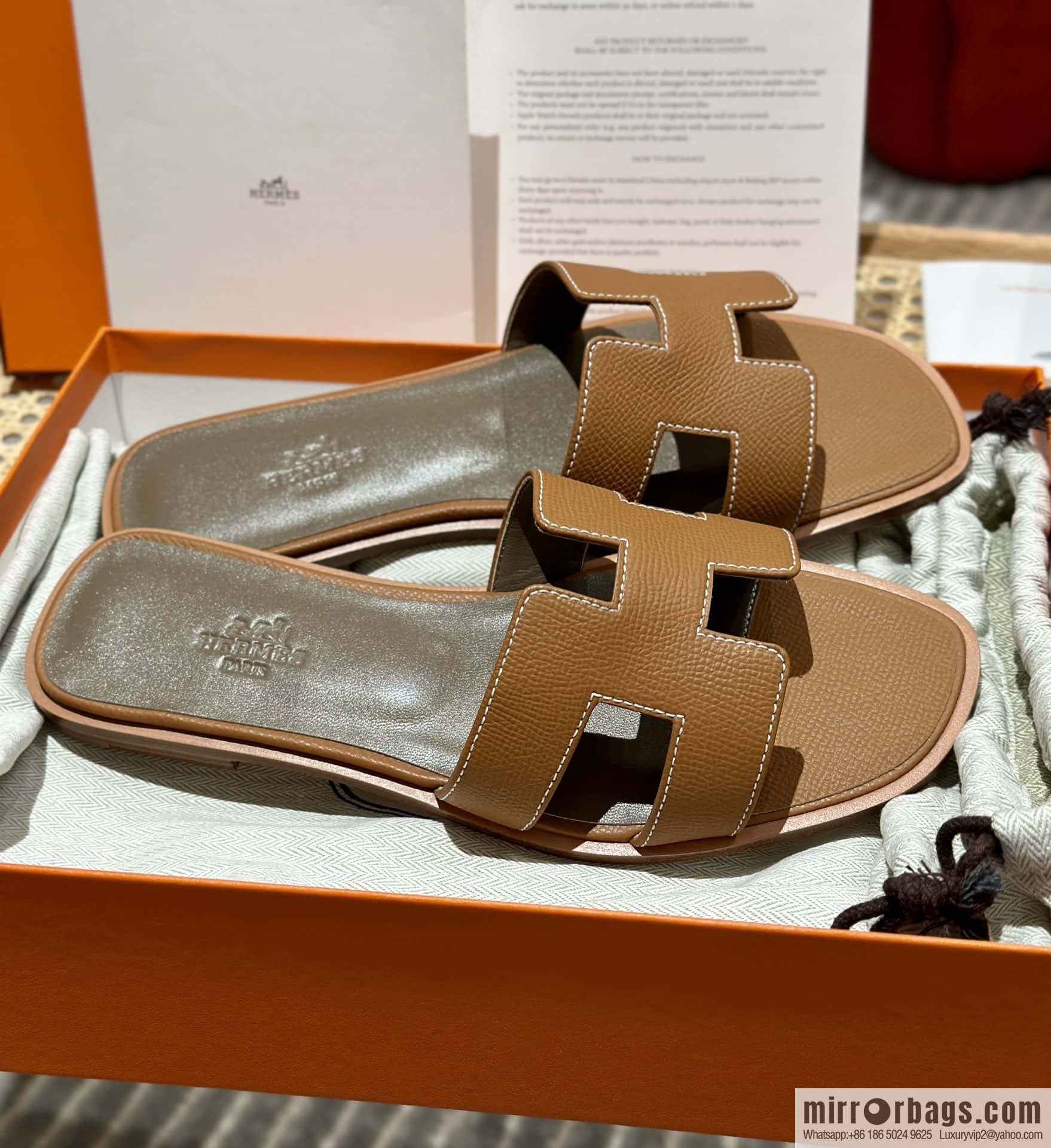 Hermès leather outsole H slippers