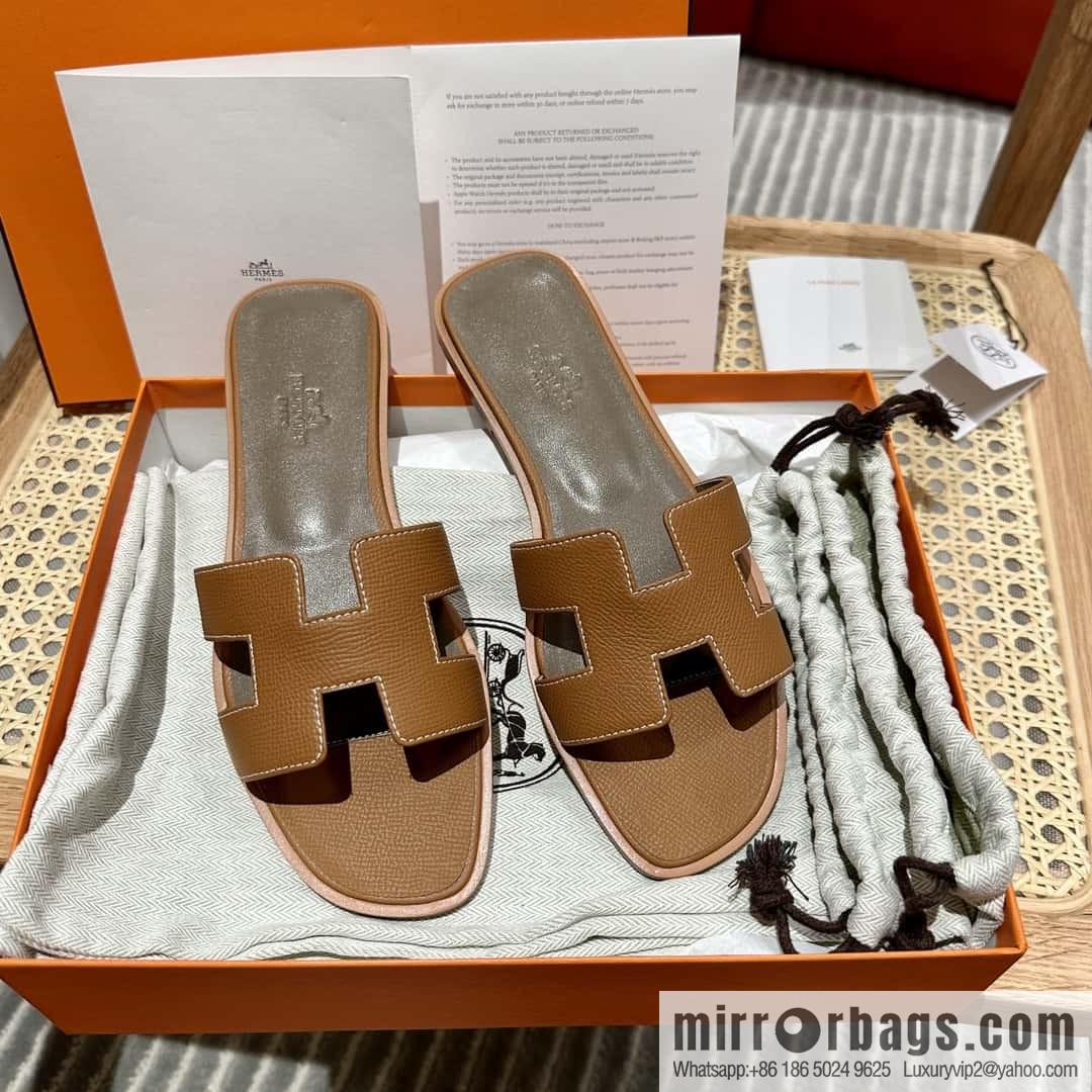 Hermès leather outsole H slippers
