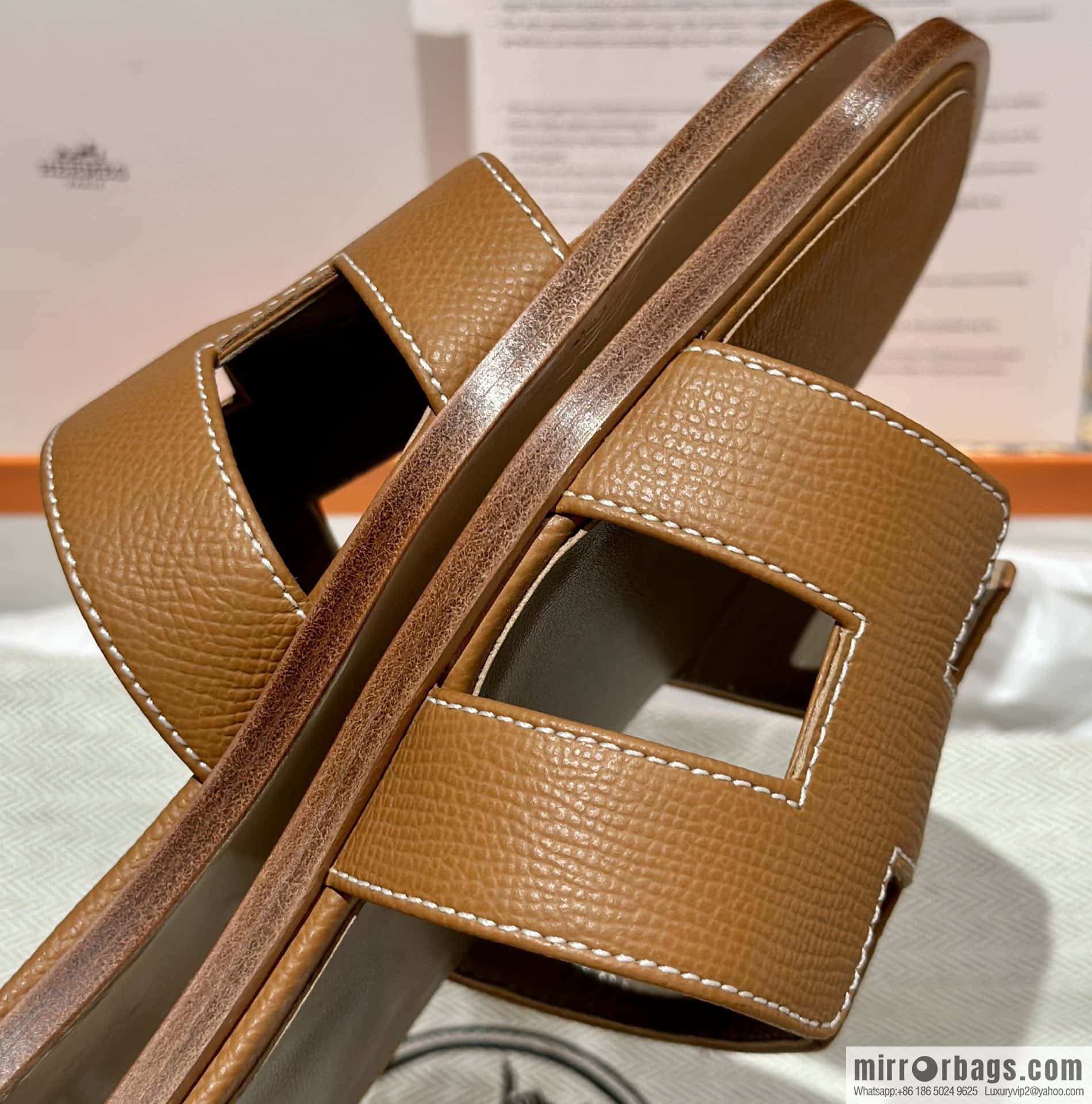 Hermès leather outsole H slippers