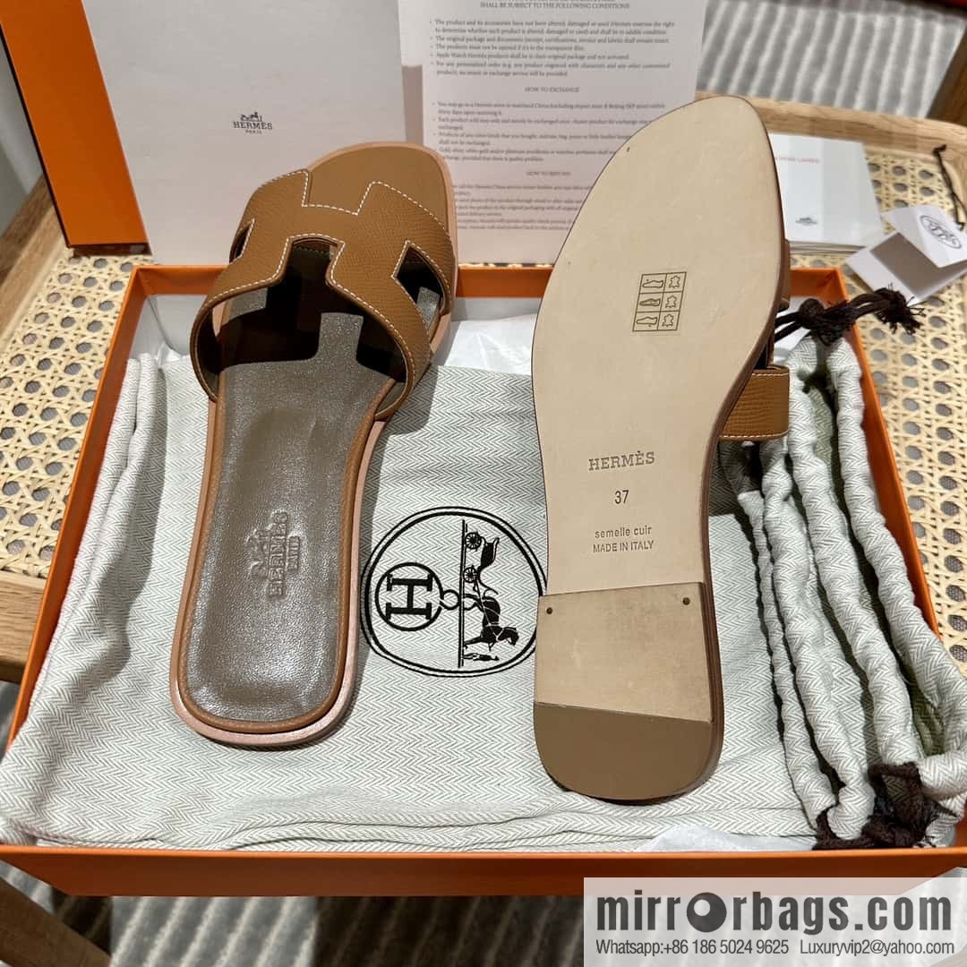 Hermès leather outsole H slippers