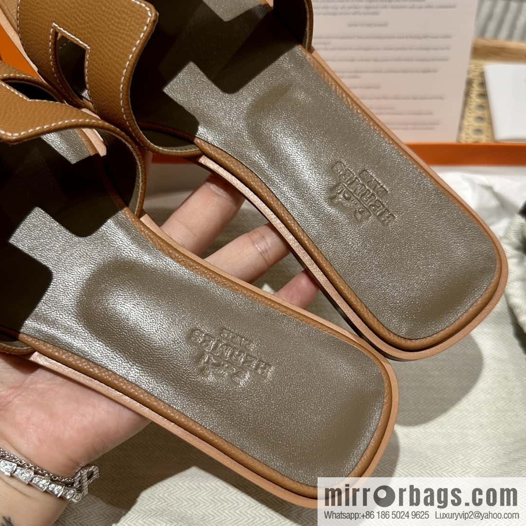 Hermès leather outsole H slippers