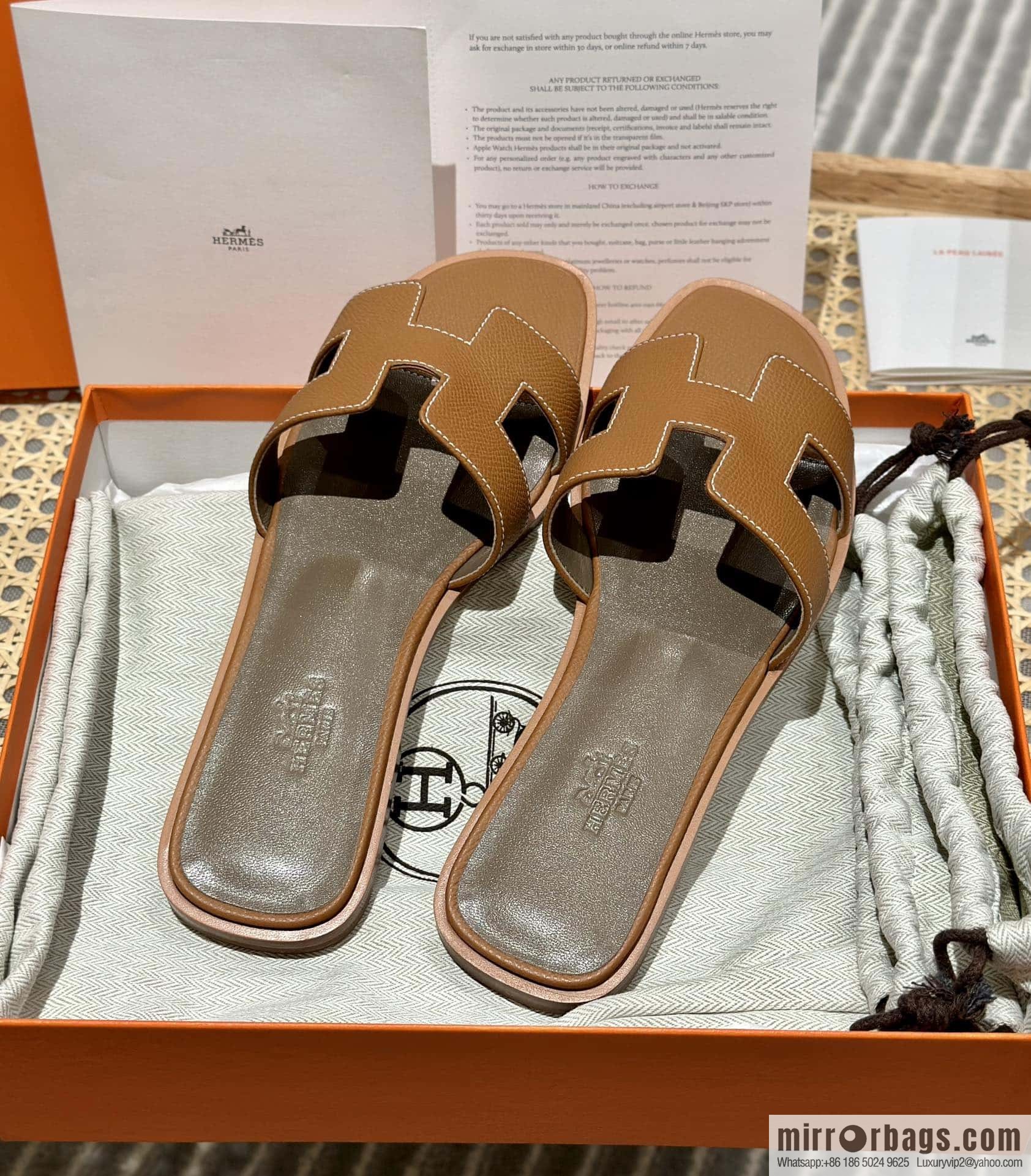 Hermès leather outsole H slippers