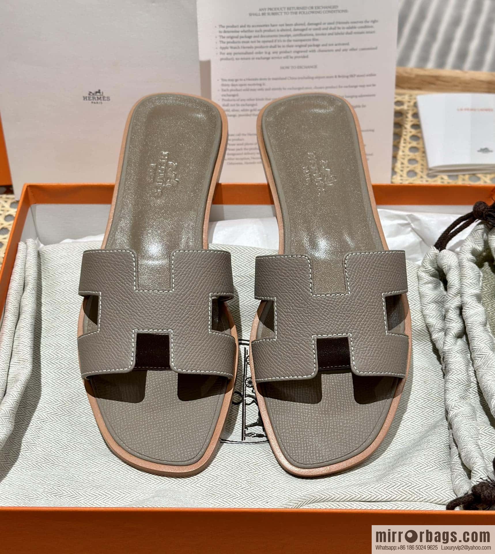 Hermès leather outsole H slippers
