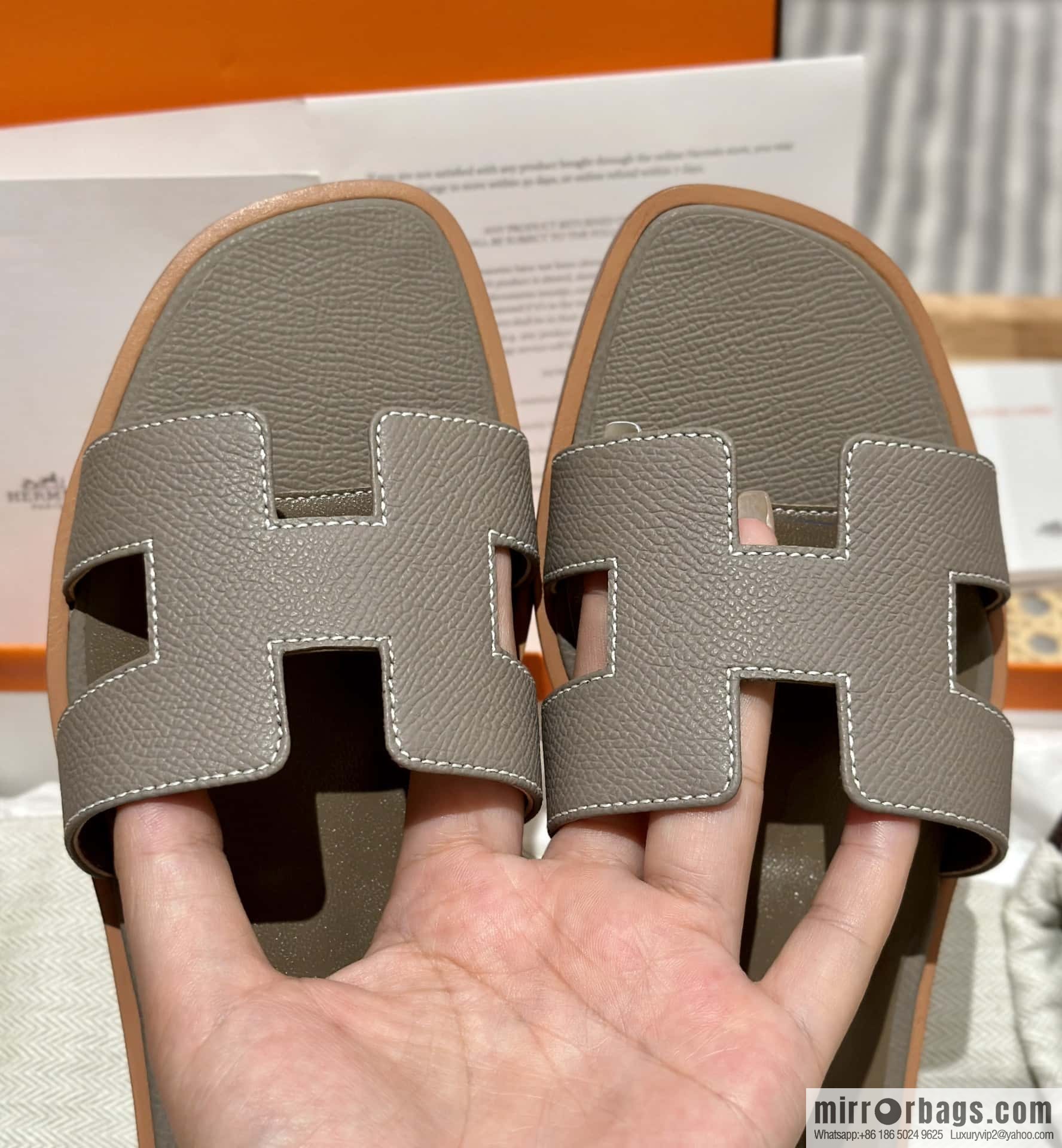 Hermès leather outsole H slippers