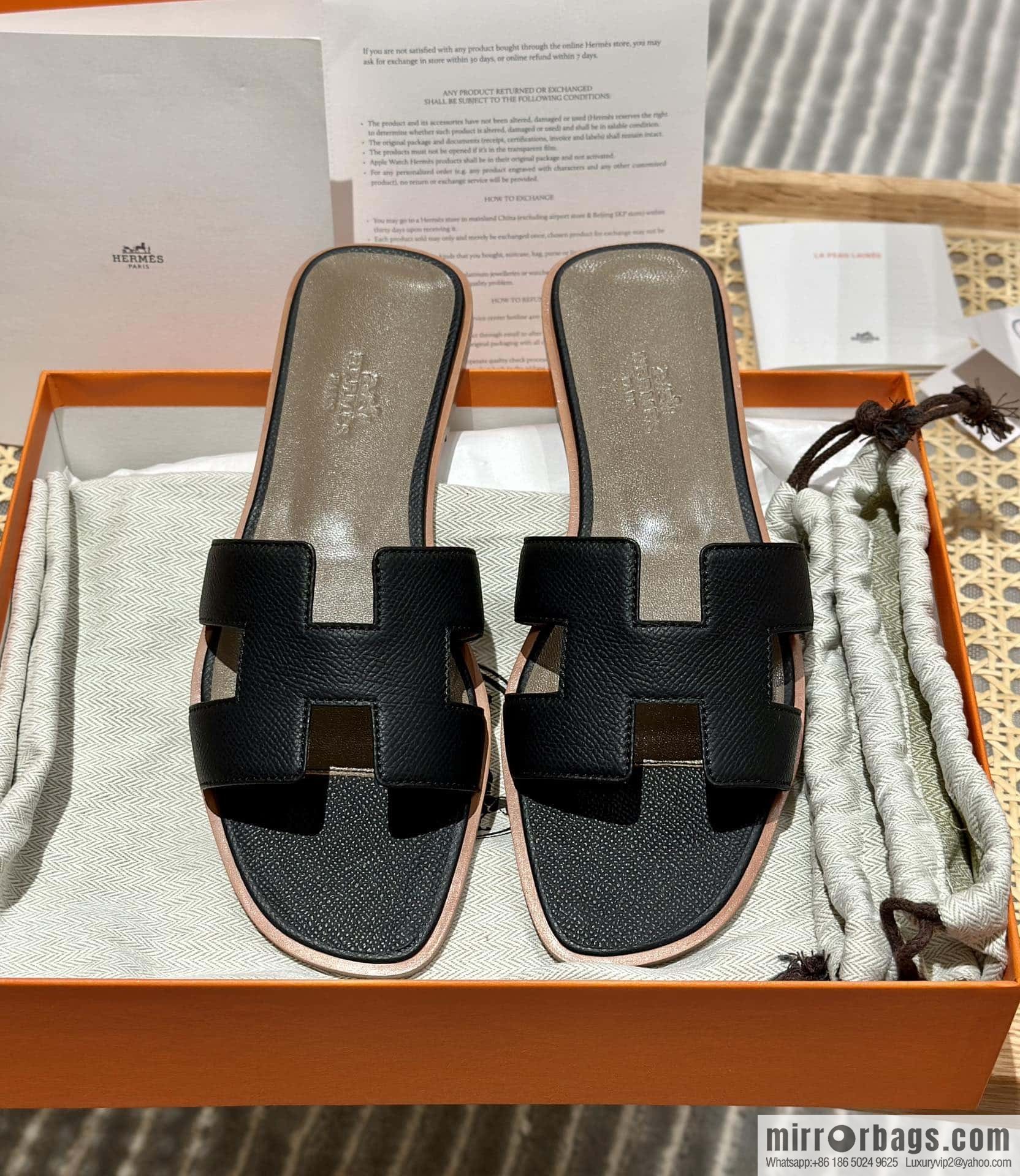 Hermès leather outsole H slippers