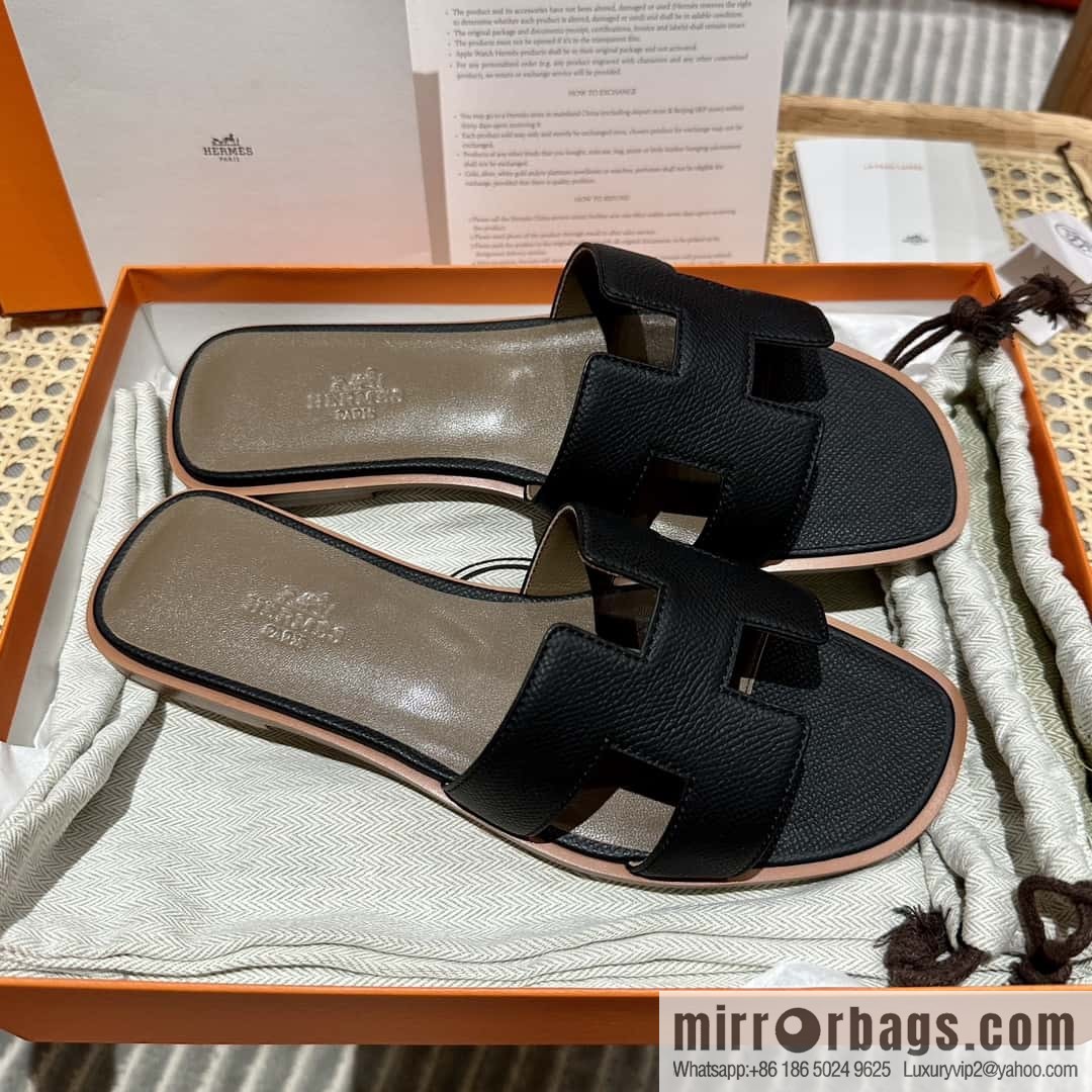Hermès leather outsole H slippers