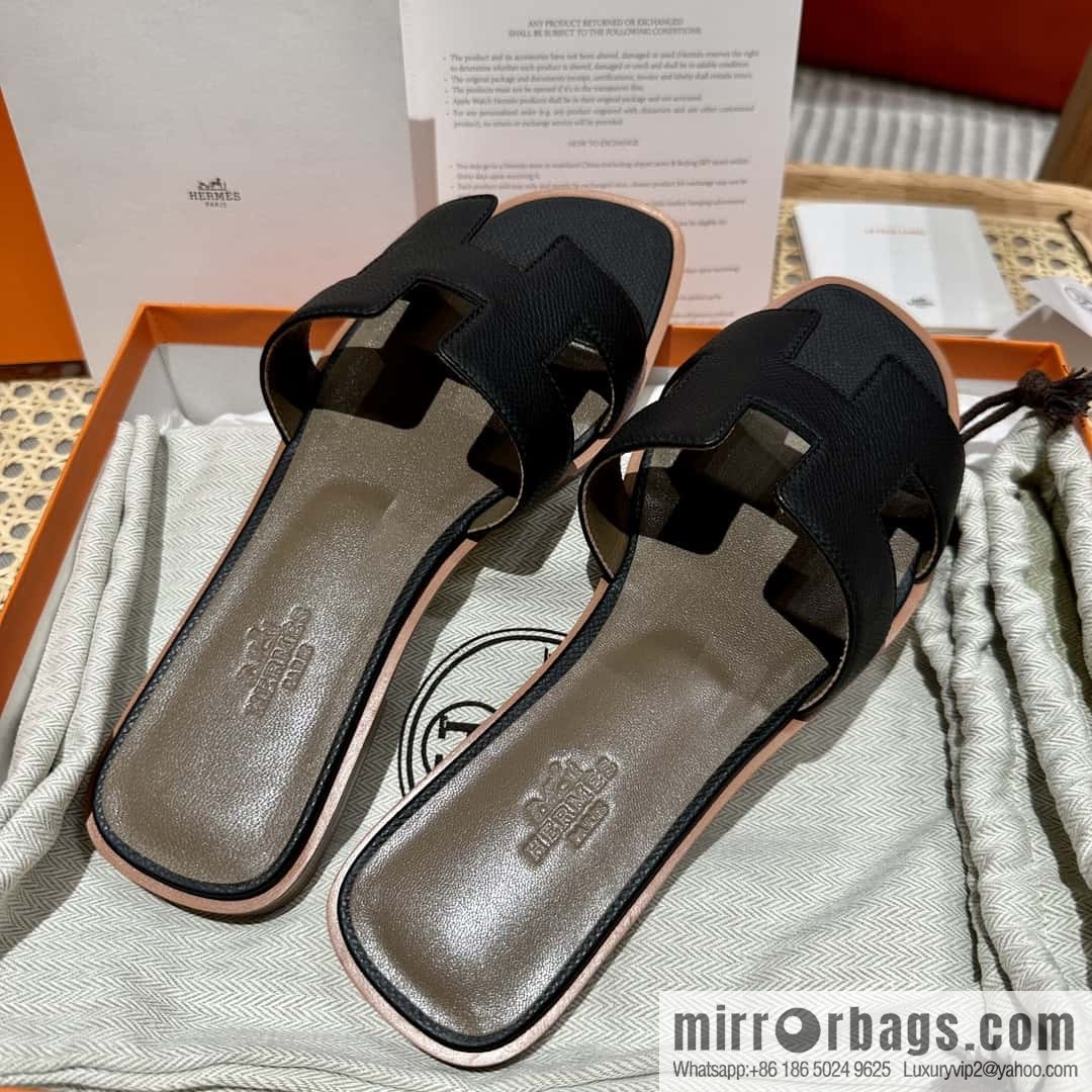 Hermès leather outsole H slippers