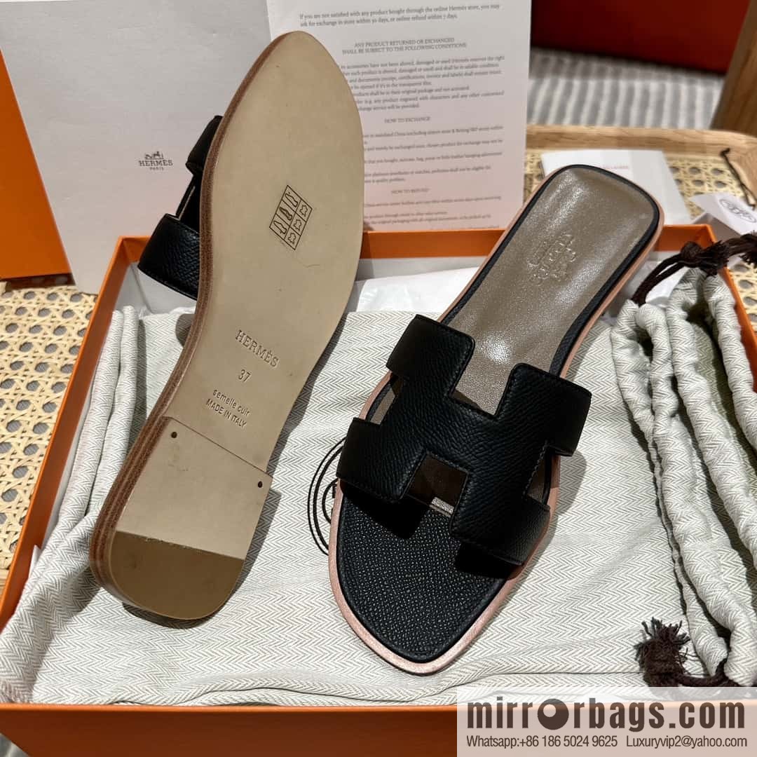 Hermès leather outsole H slippers