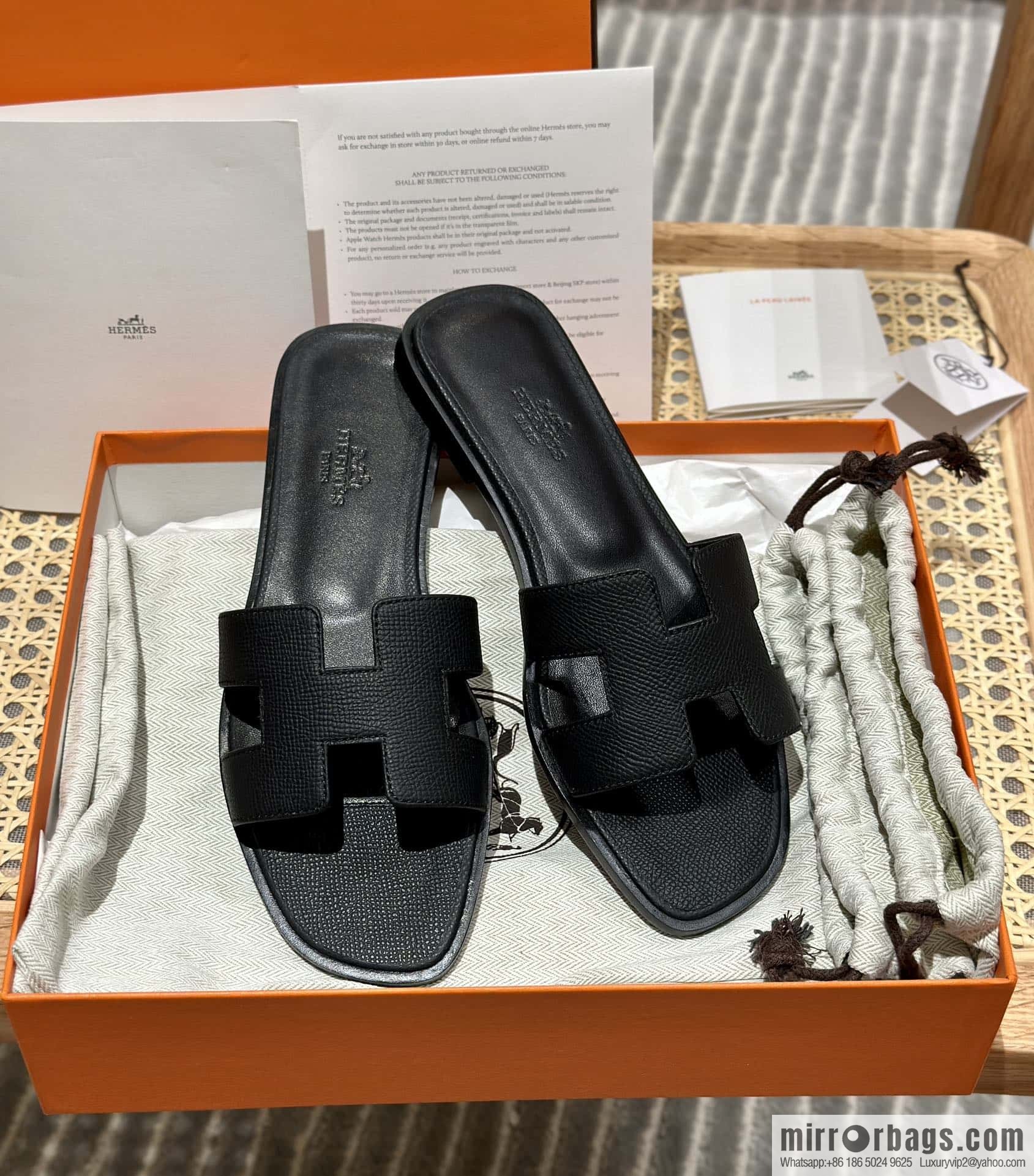 Hermès leather outsole H slippers