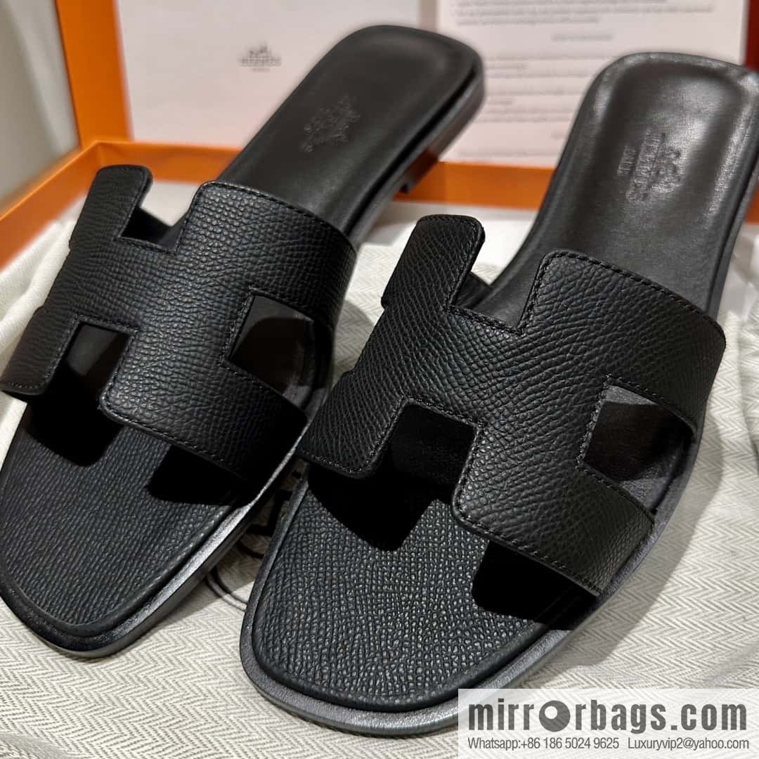 Hermès leather outsole H slippers