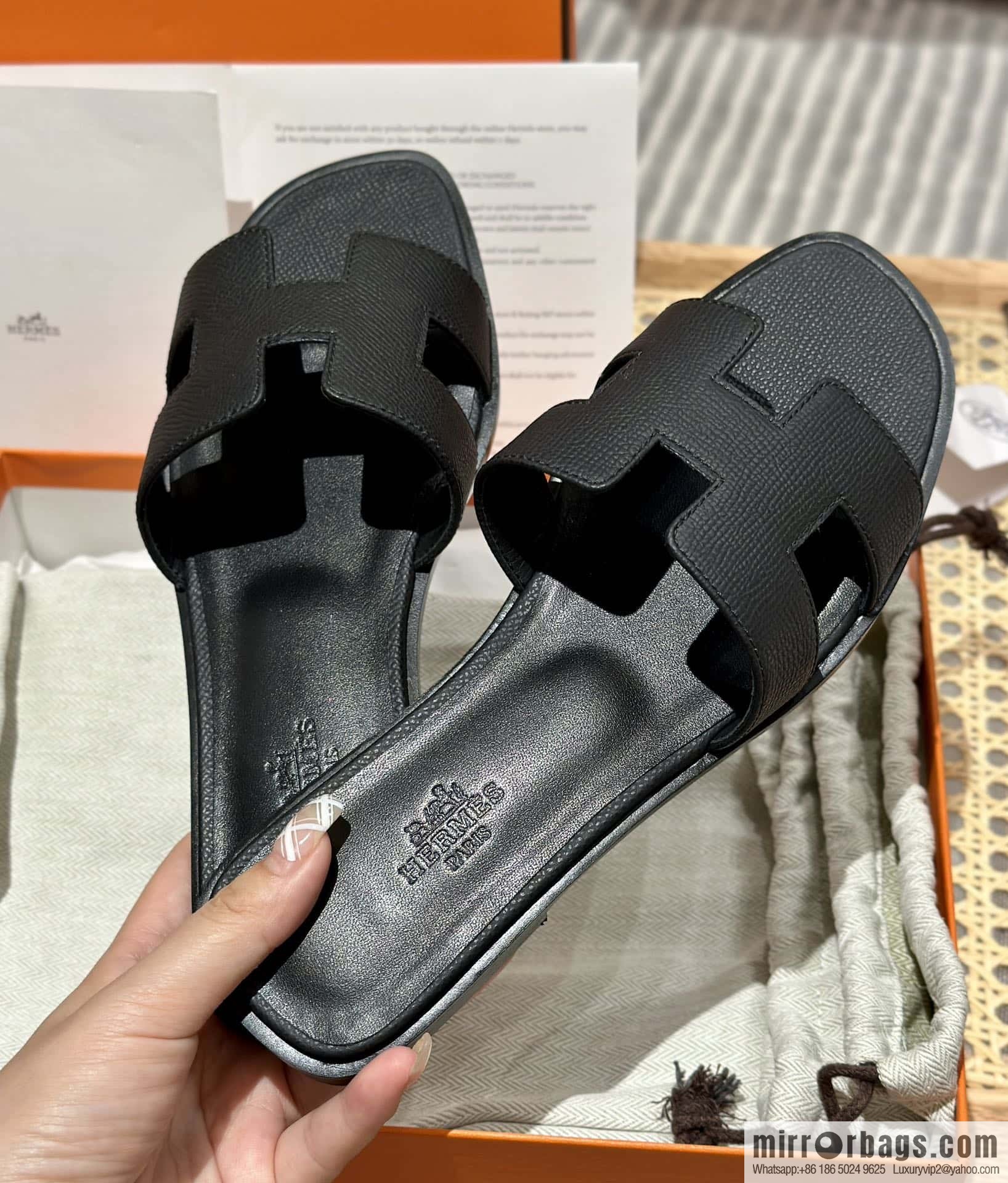 Hermès leather outsole H slippers