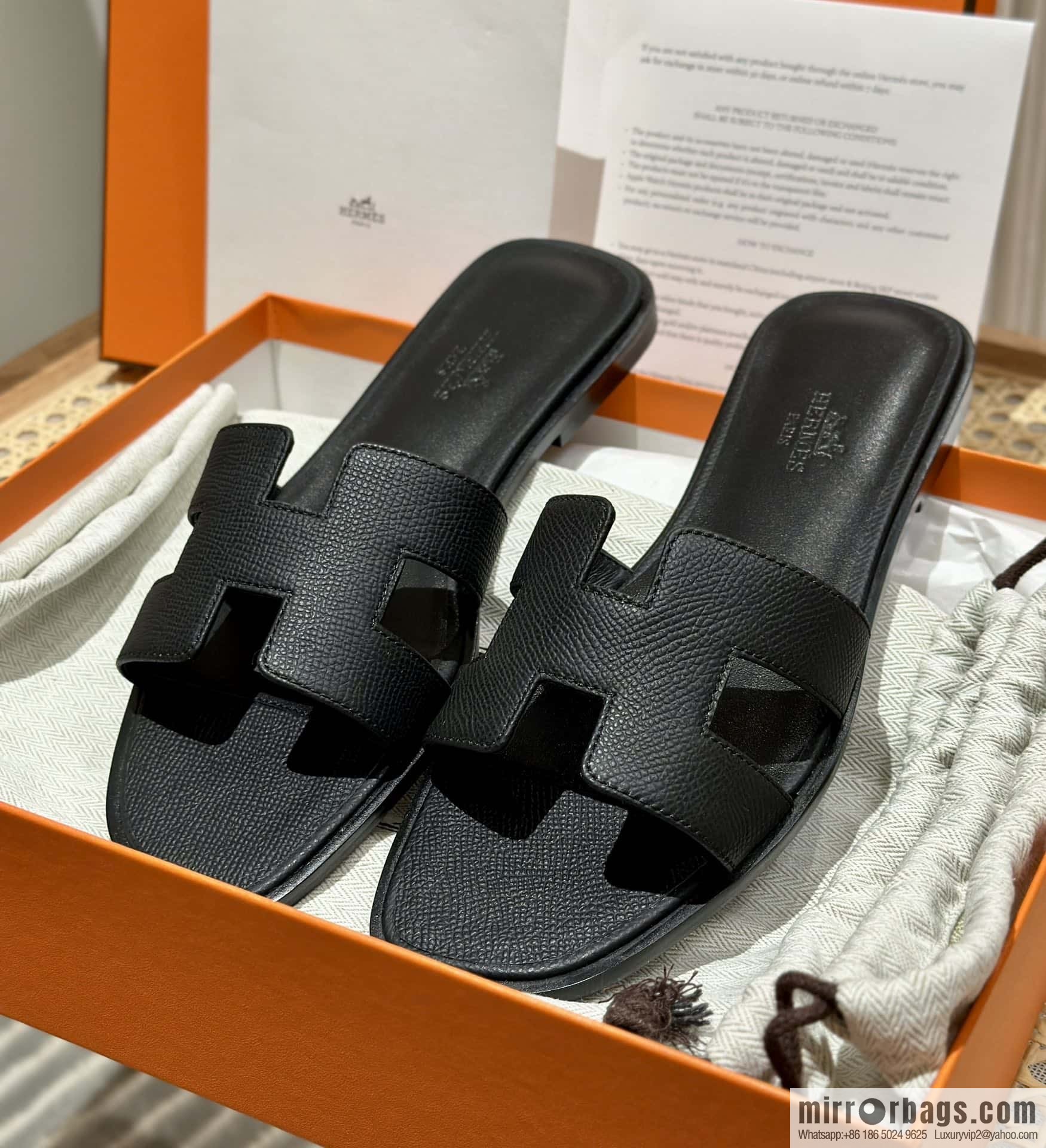 Hermès leather outsole H slippers