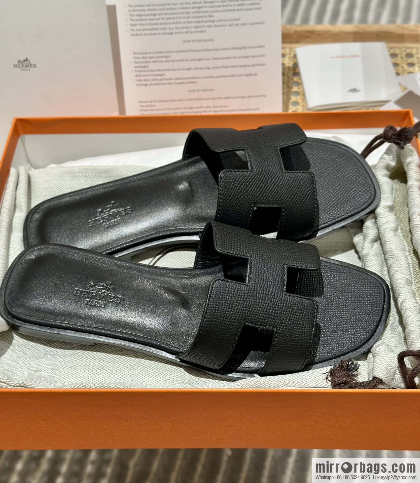 Hermès leather outsole H slippers