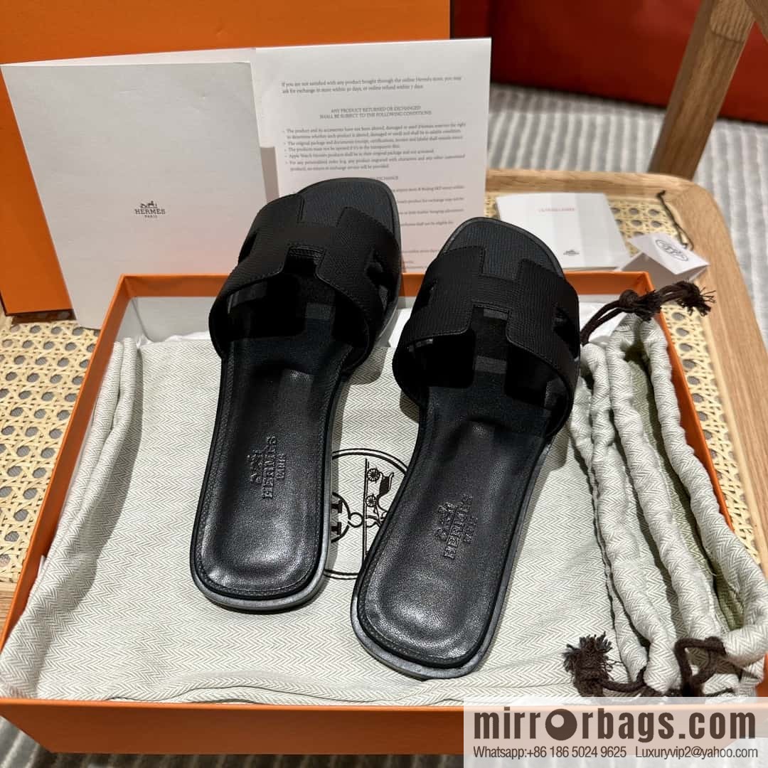 Hermès leather outsole H slippers