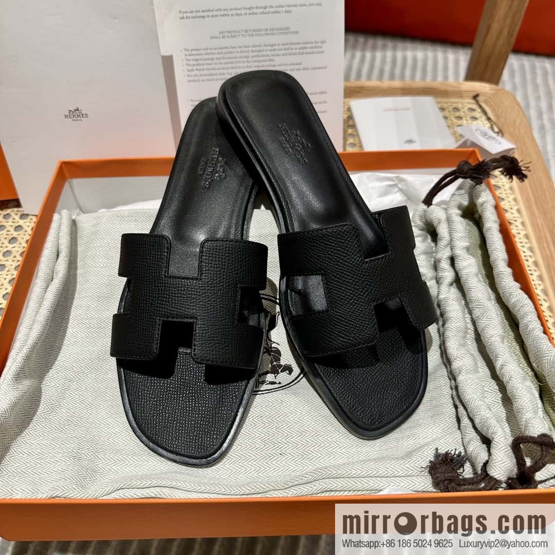 Hermès leather outsole H slippers