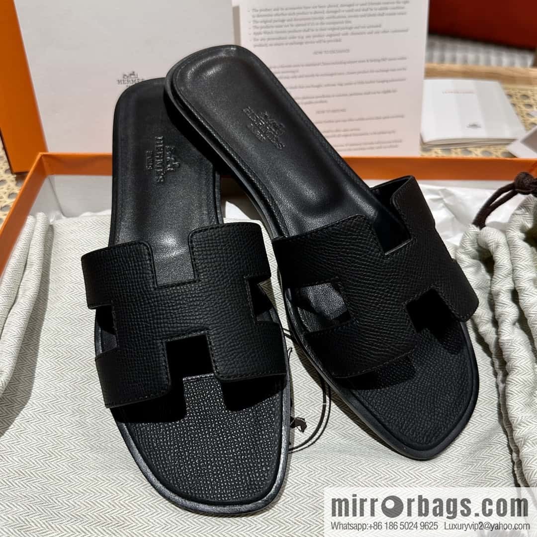 Hermès leather outsole H slippers