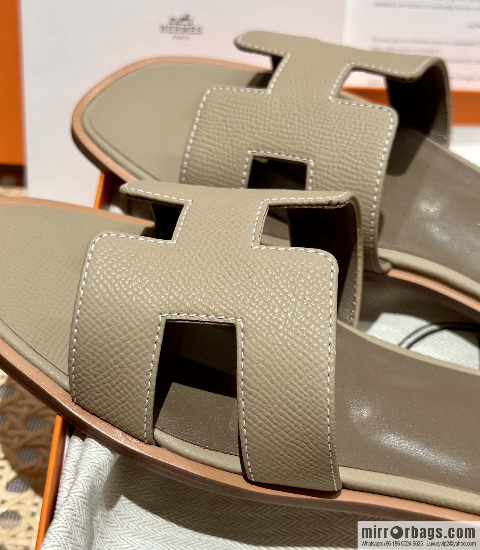Hermès leather outsole H slippers